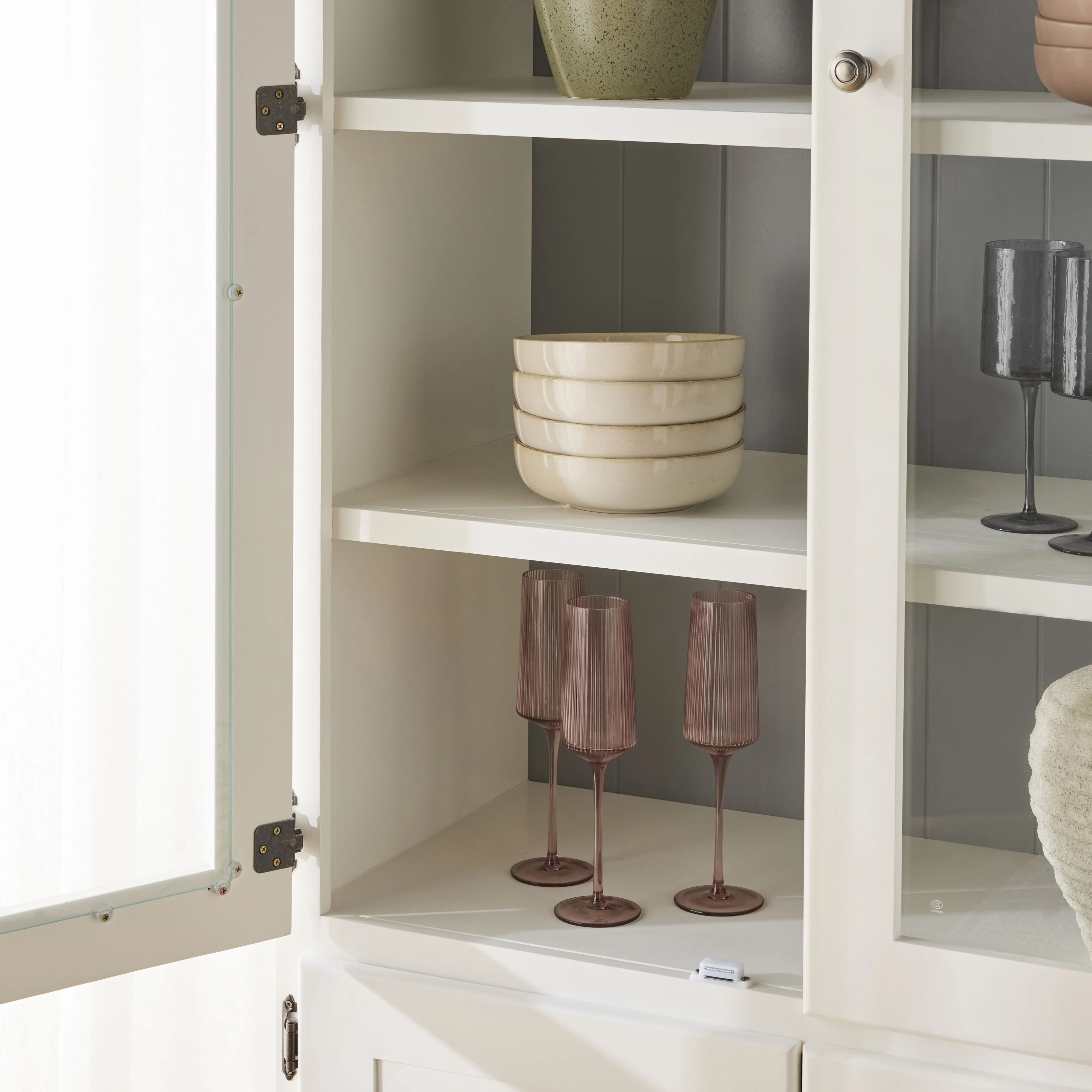 Armand 4 Door Display Cabinet 94.6 x 206cm White - Image 13