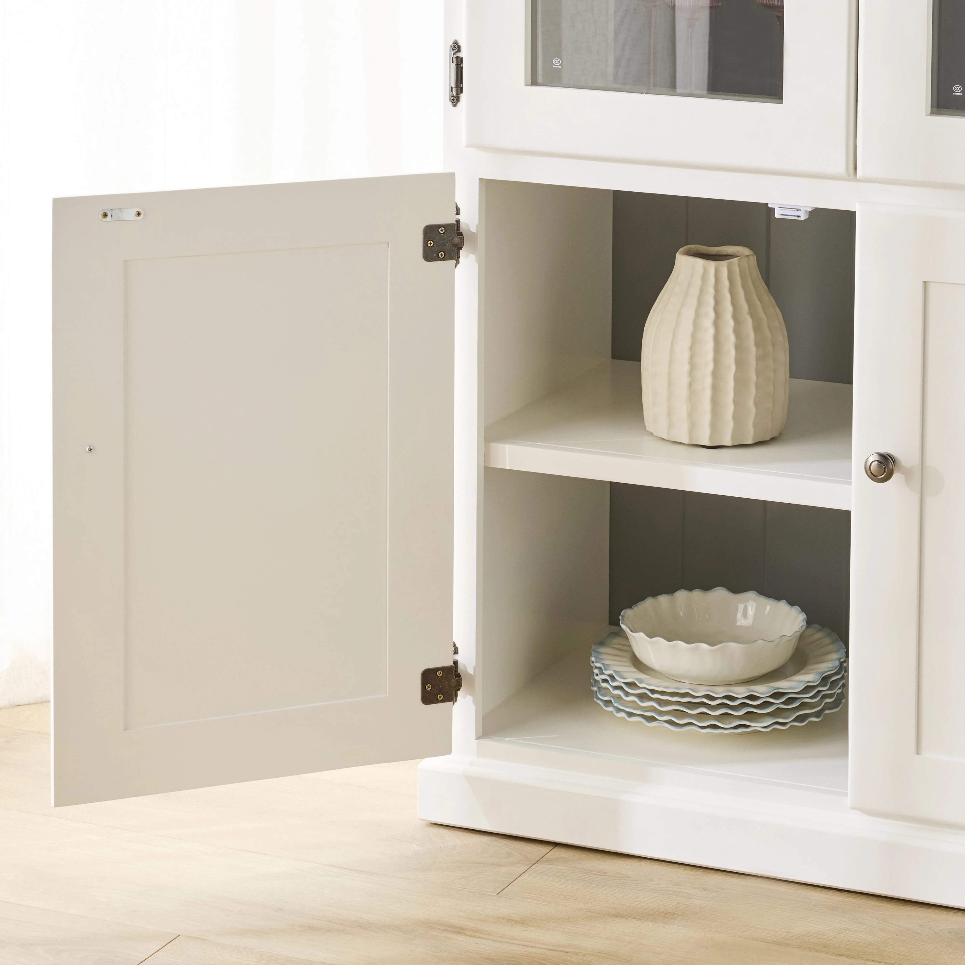 Armand 4 Door Display Cabinet 94.6 x 206cm White - Image 14