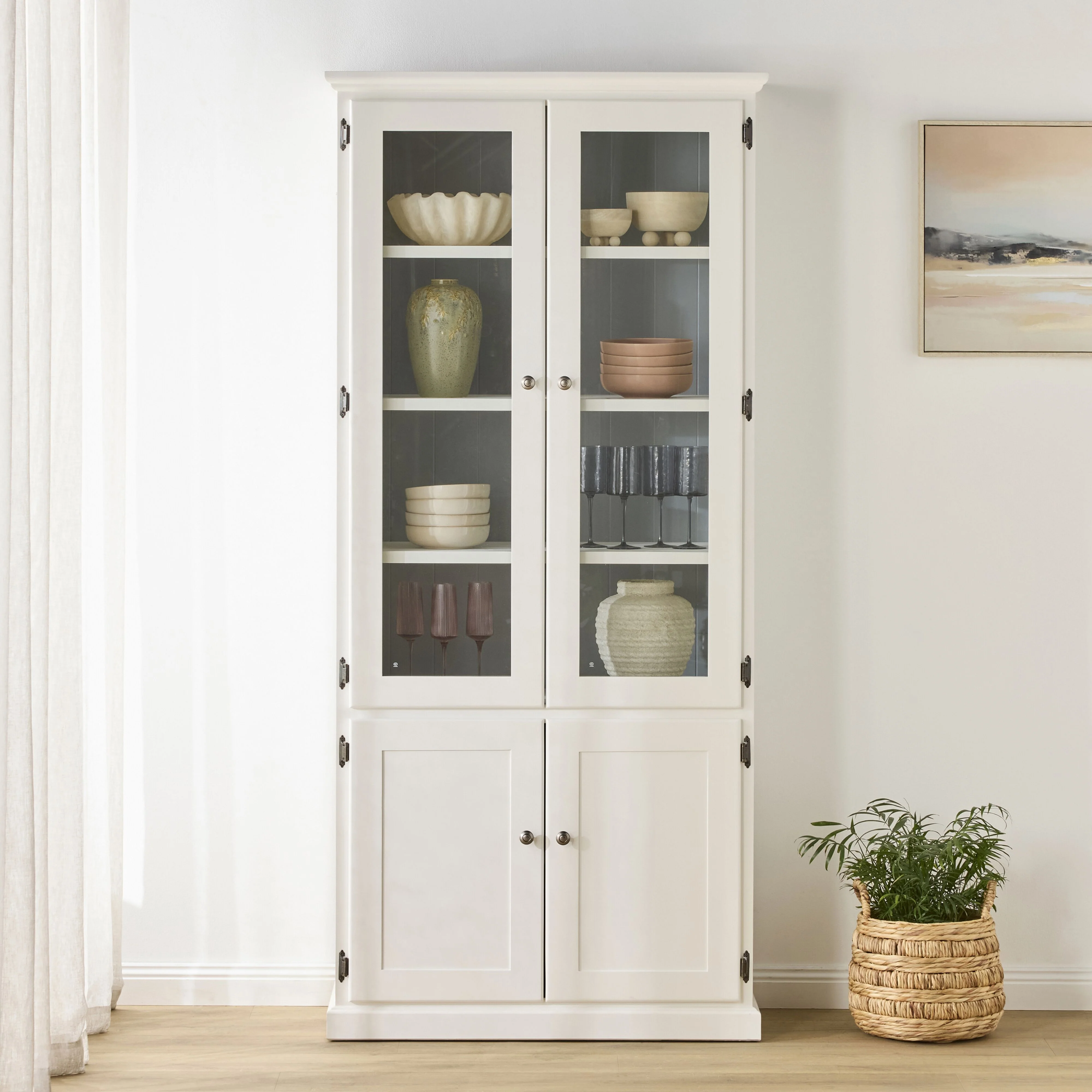 Armand 4 Door Display Cabinet 94.6 x 206cm White - Image 9