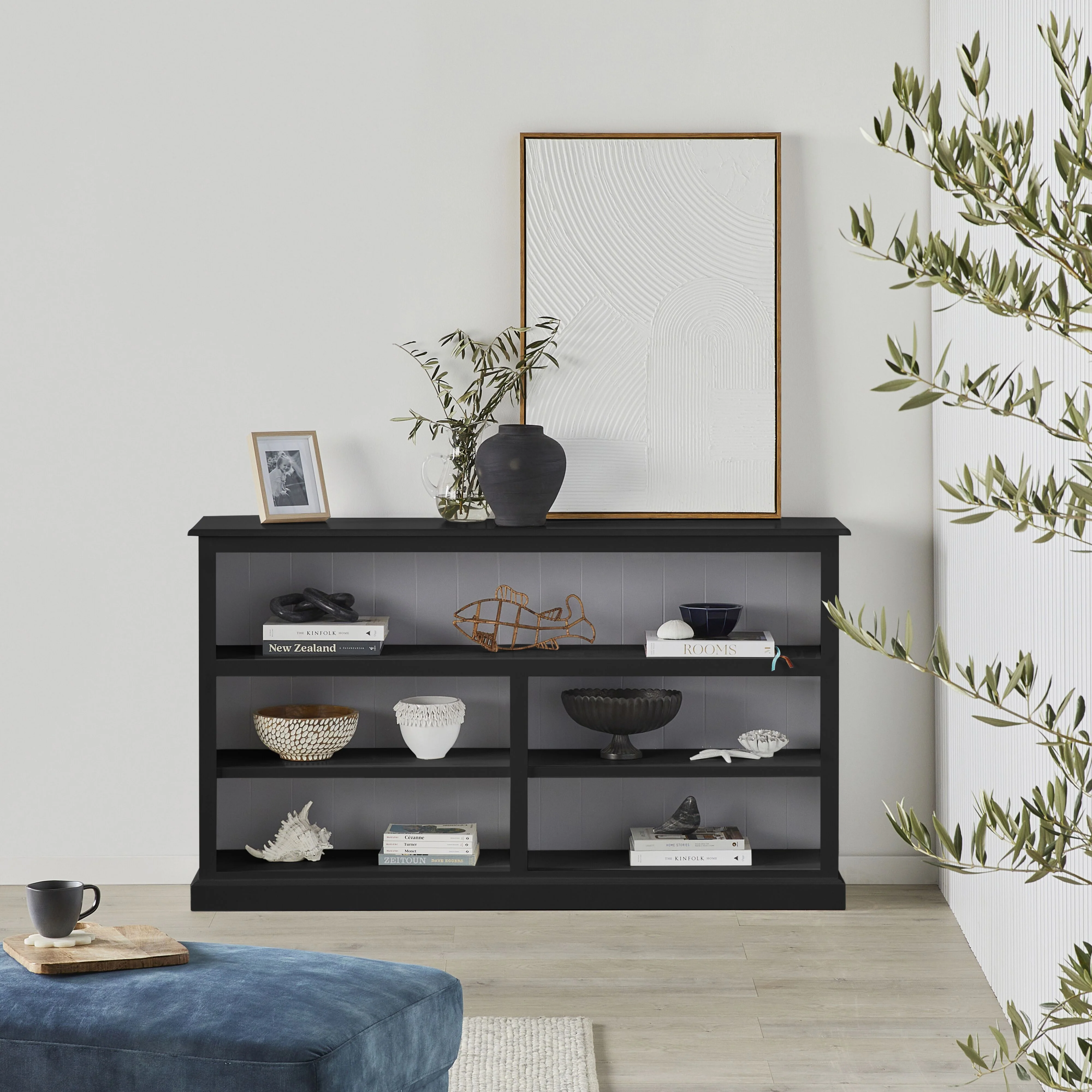 Armand Lowline Bookcase 90 x 155cm Black - Image 5