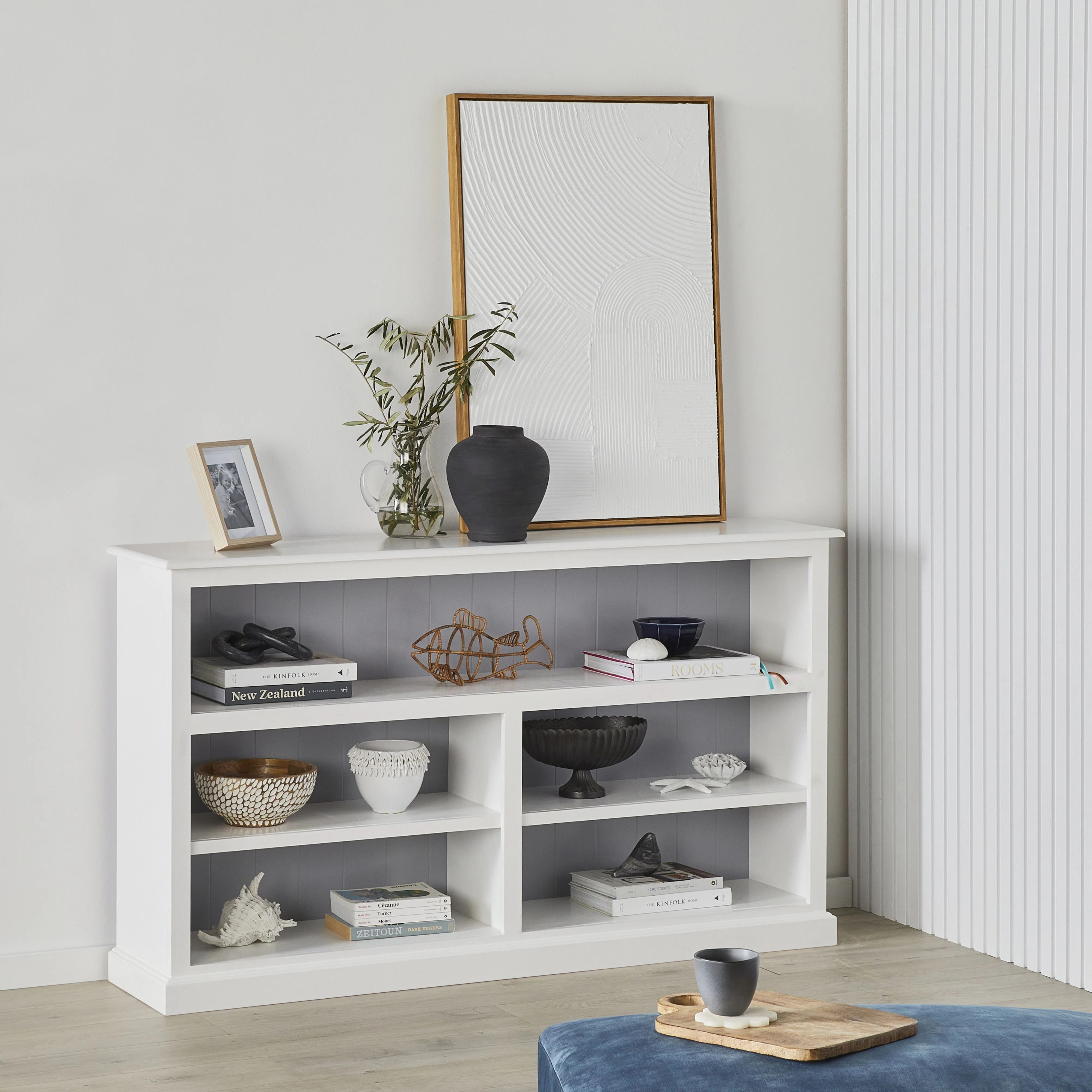 Armand Lowline Bookcase 90 x 155cm White - Image 6