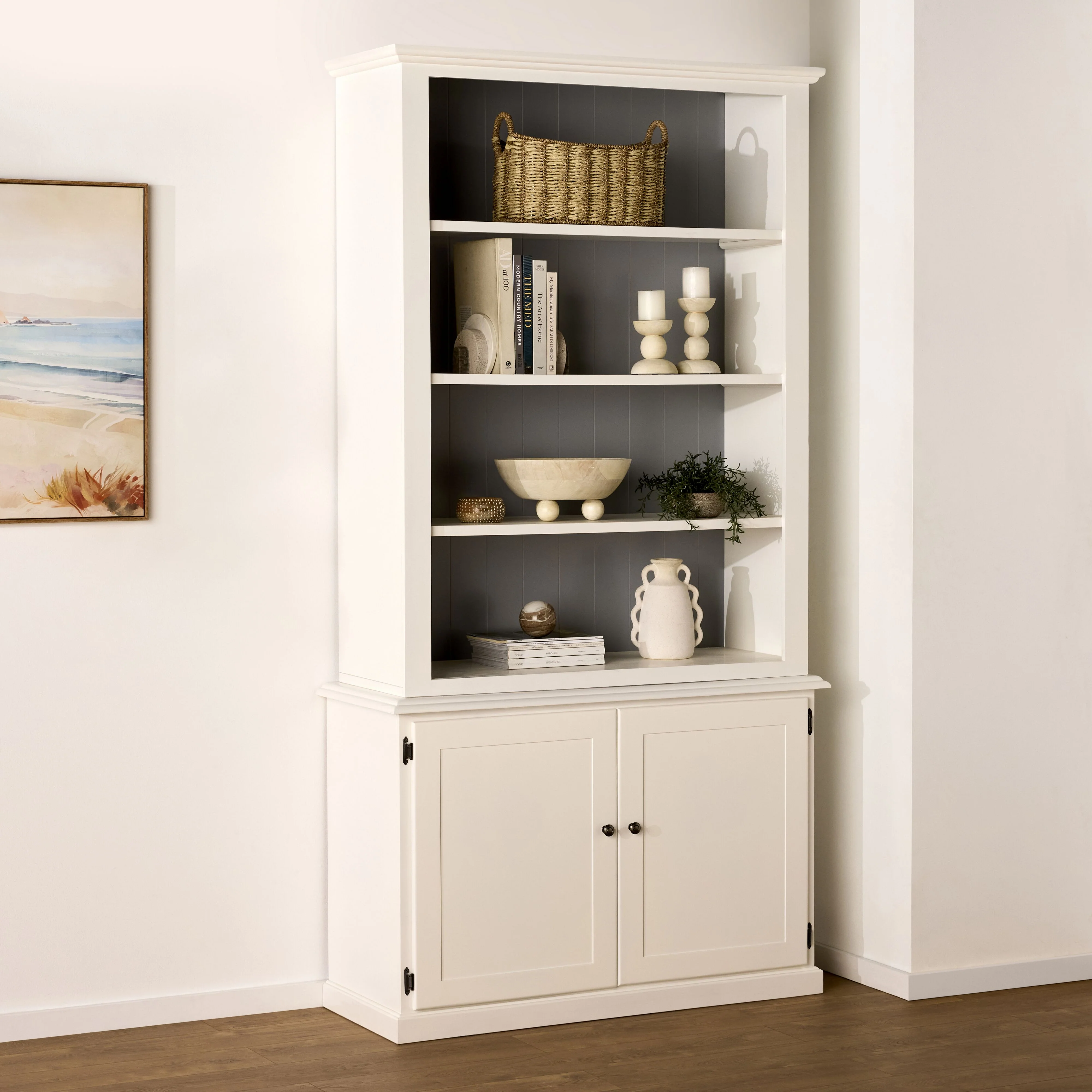 Armand 2 Door Library Shelving Unit 124 x 240cm White - Image 8