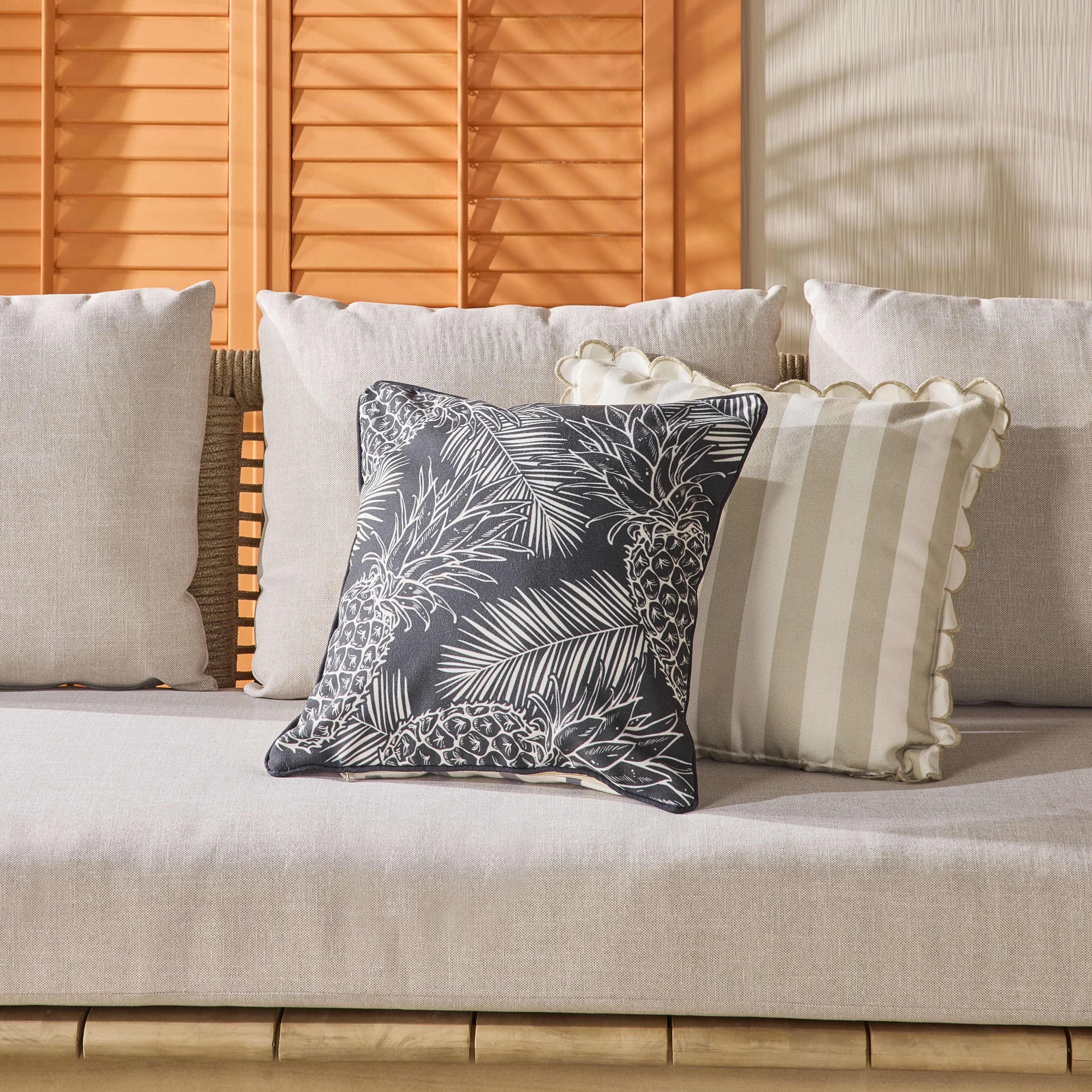 Aruba Achromatic Pineapples Outdoor Cushion 45x45cm - Image 4