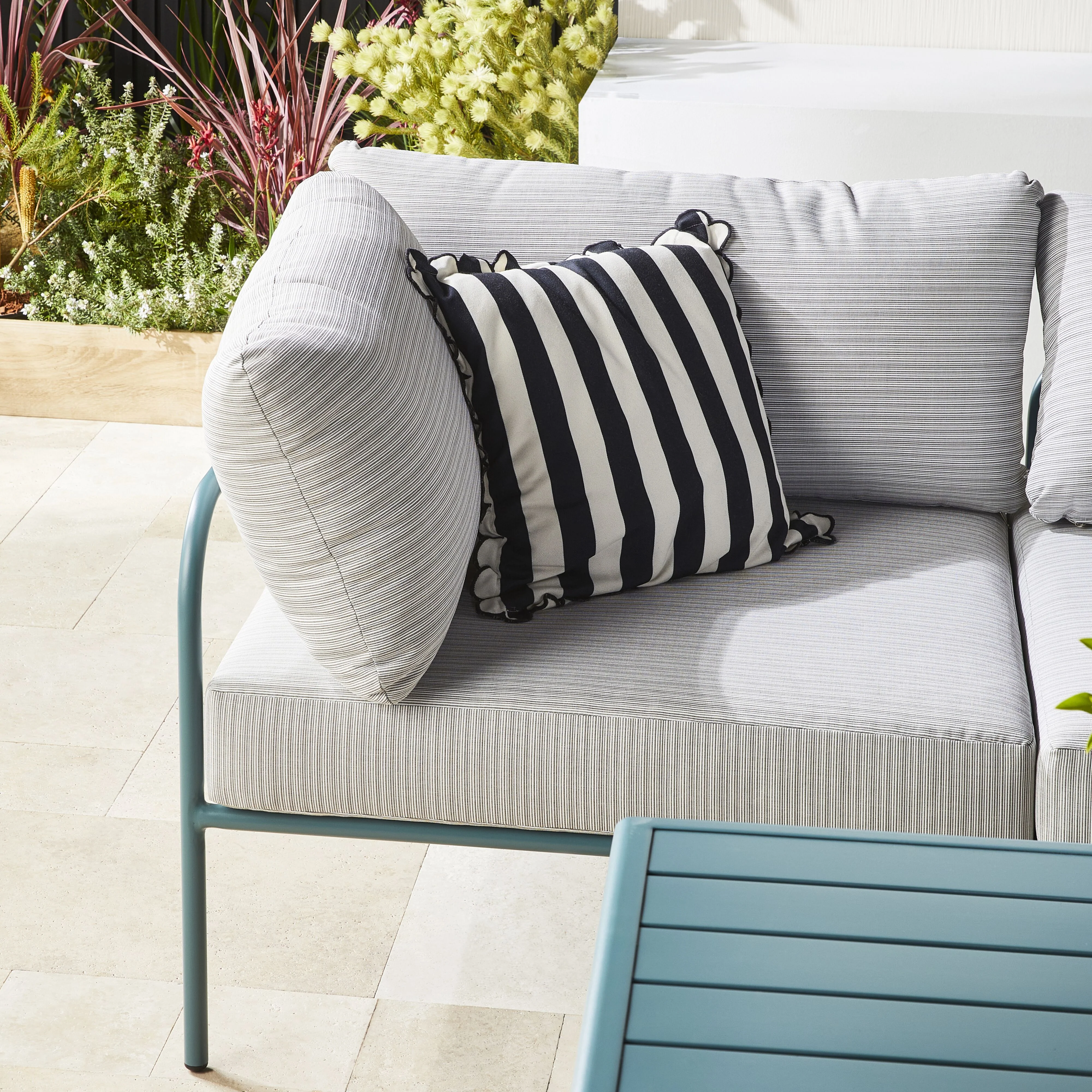 Aruba Scallop Edge Stripe Black Cushion 45x45cm - Image 7