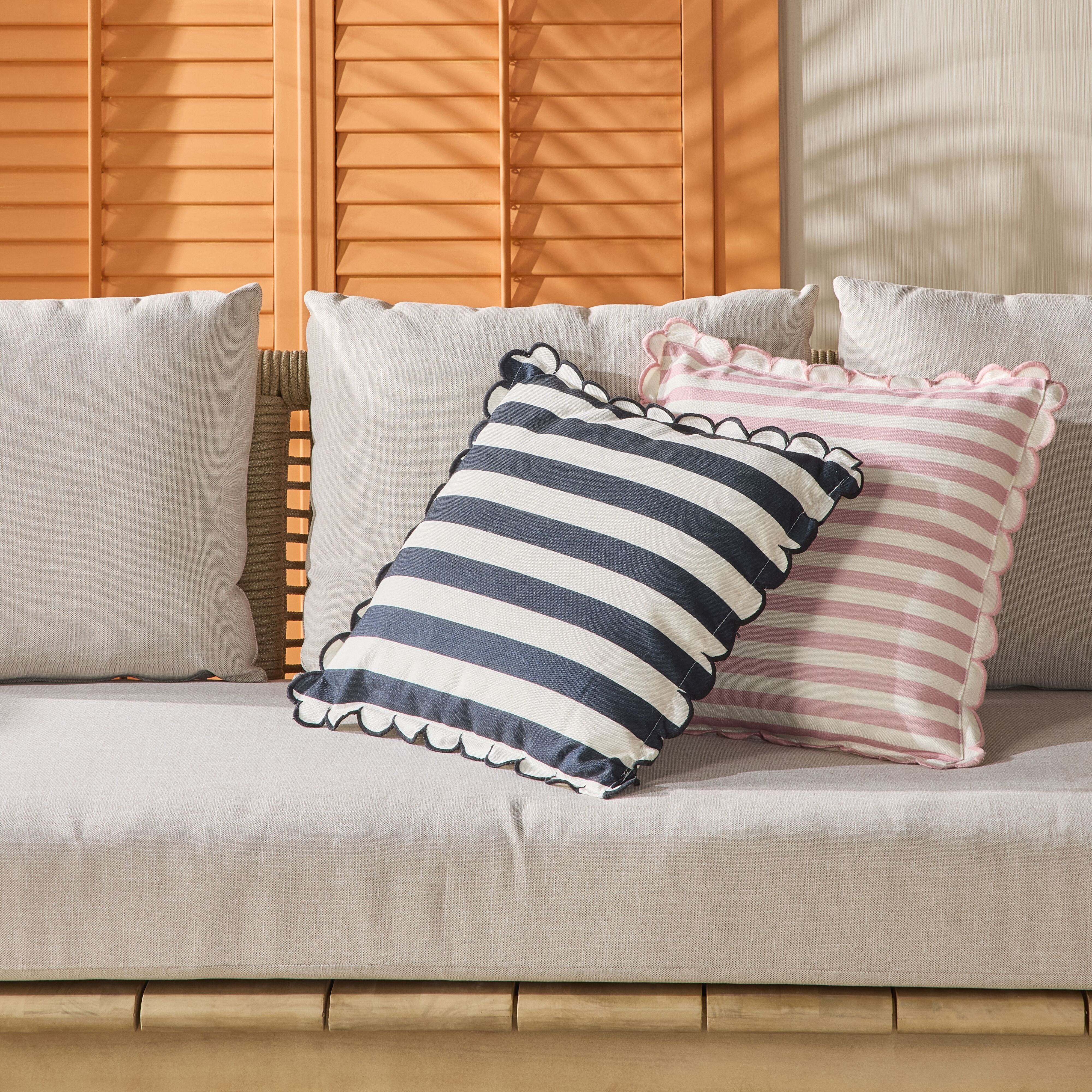 Aruba Scallop Edge Stripe Black Cushion 45x45cm - Image 8