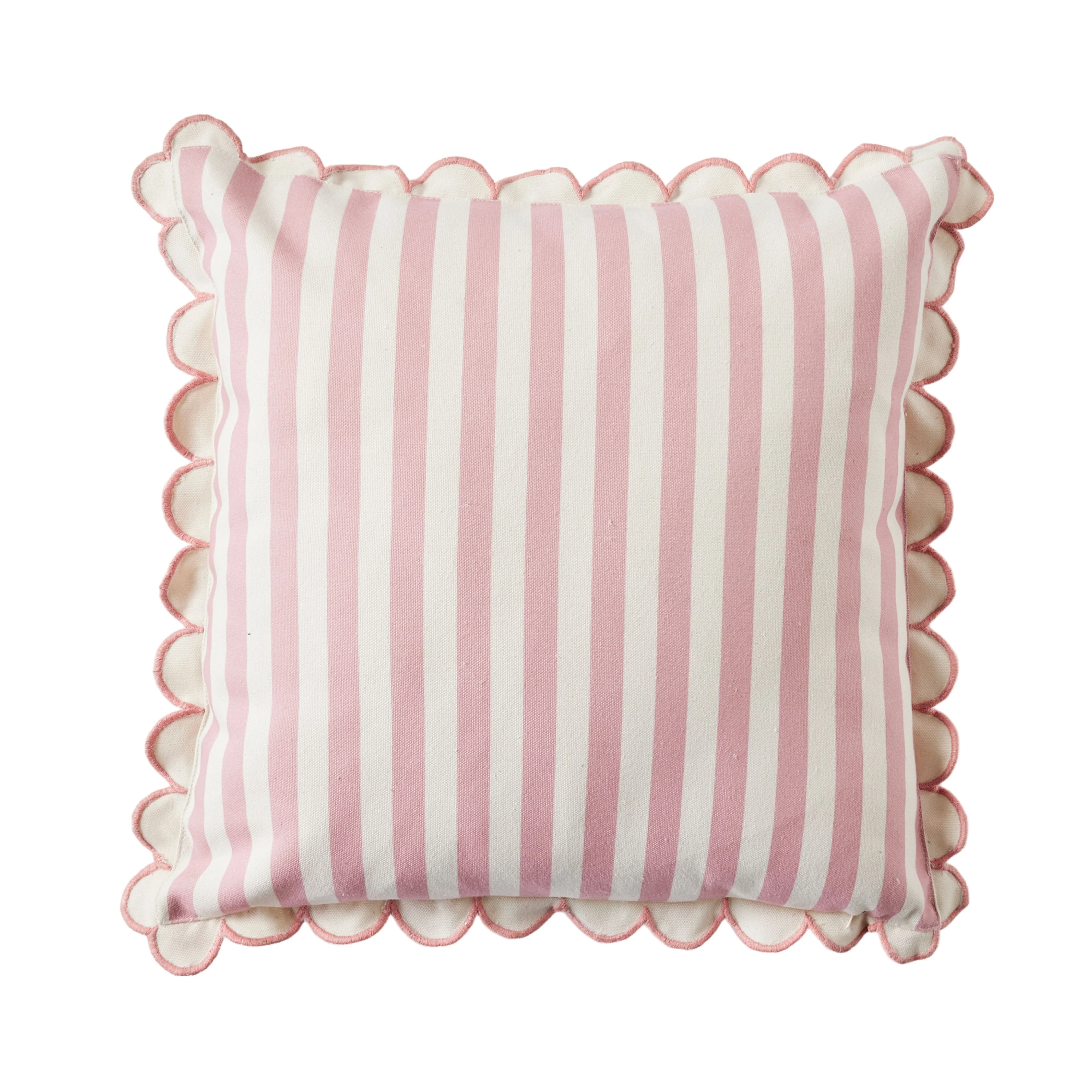 Aruba Scallop Edge Stripe Blush Pink Cushion 45x45cm - Image 3