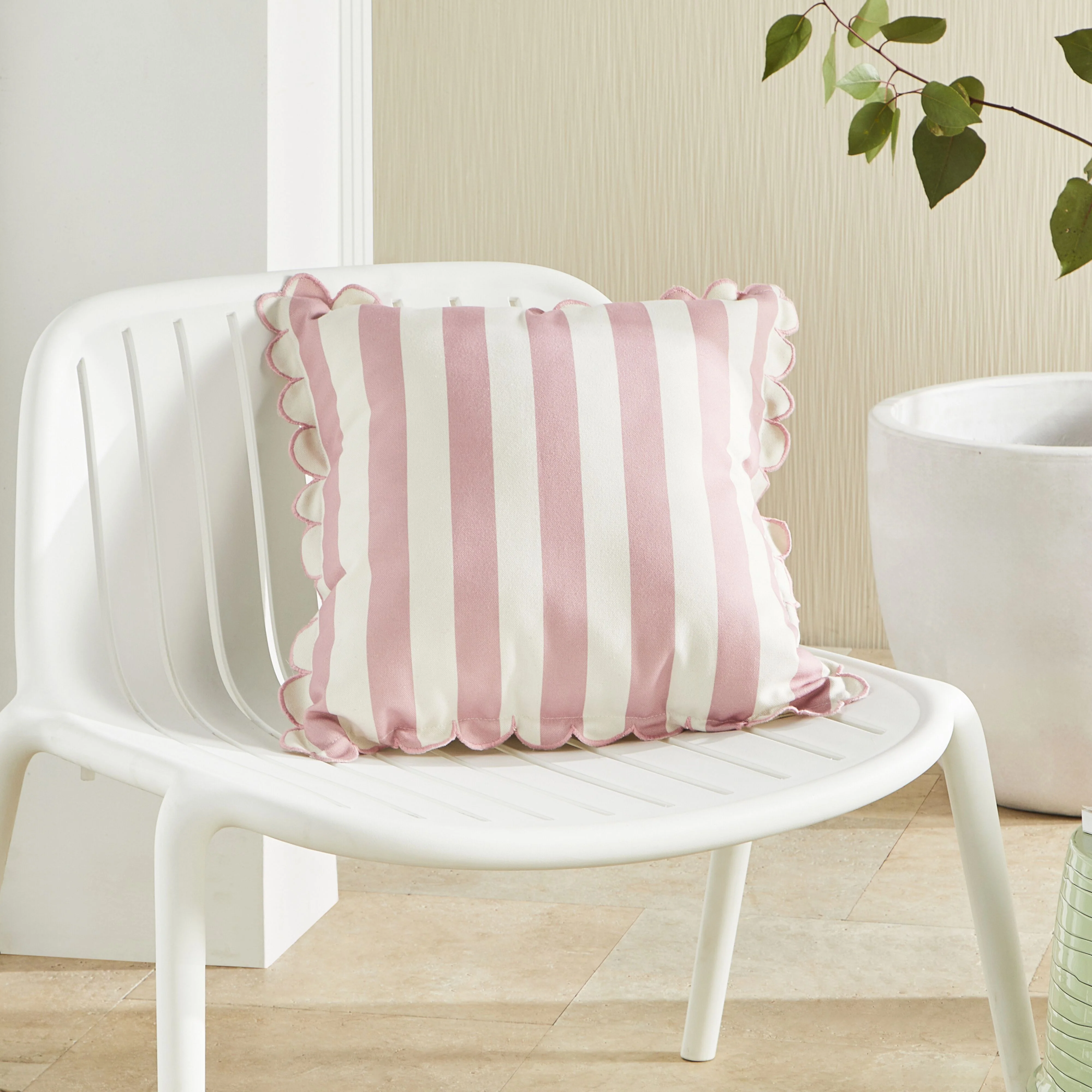 Aruba Scallop Edge Stripe Blush Pink Cushion 45x45cm - Image 6