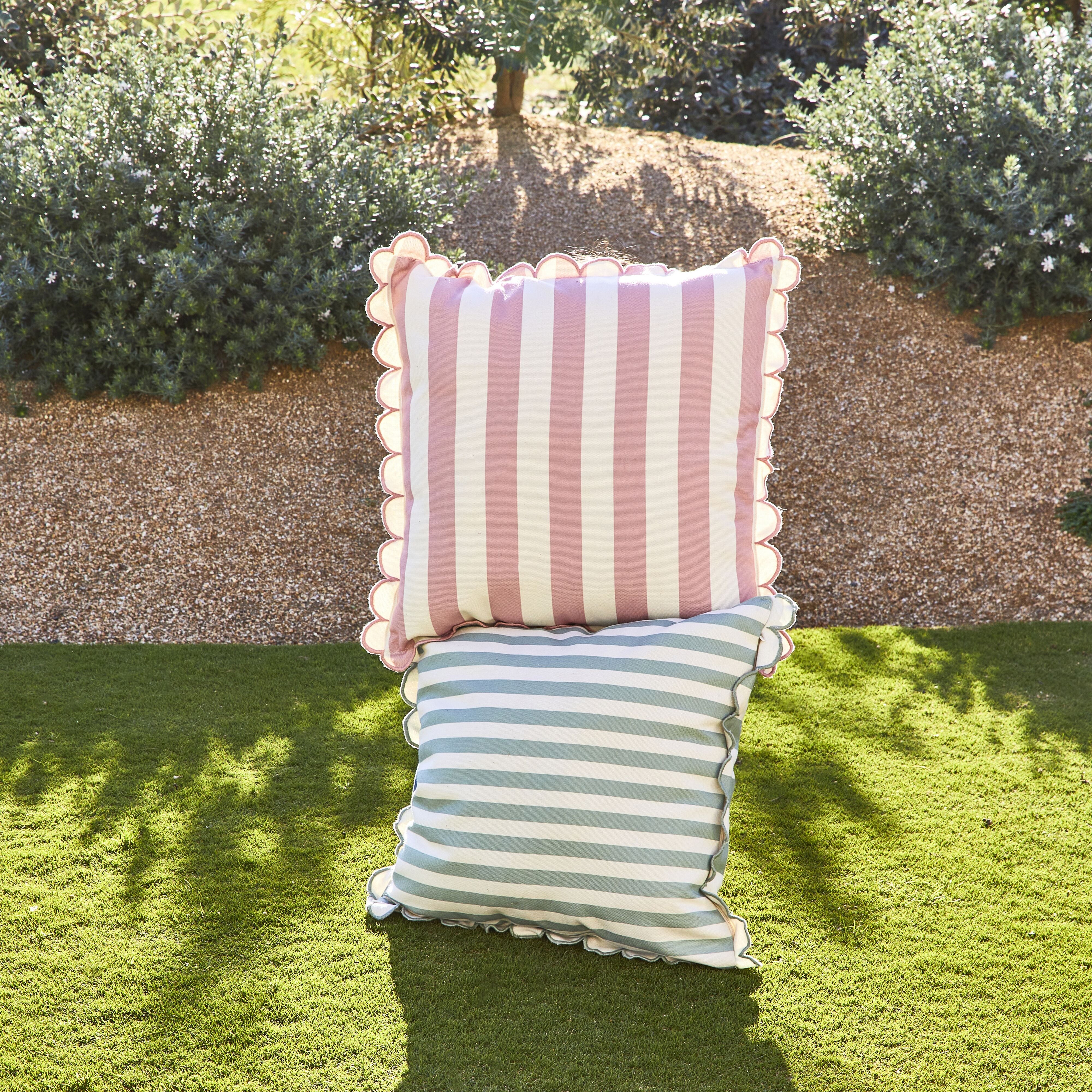 Aruba Scallop Edge Stripe Blush Pink Cushion 45x45cm - Image 7