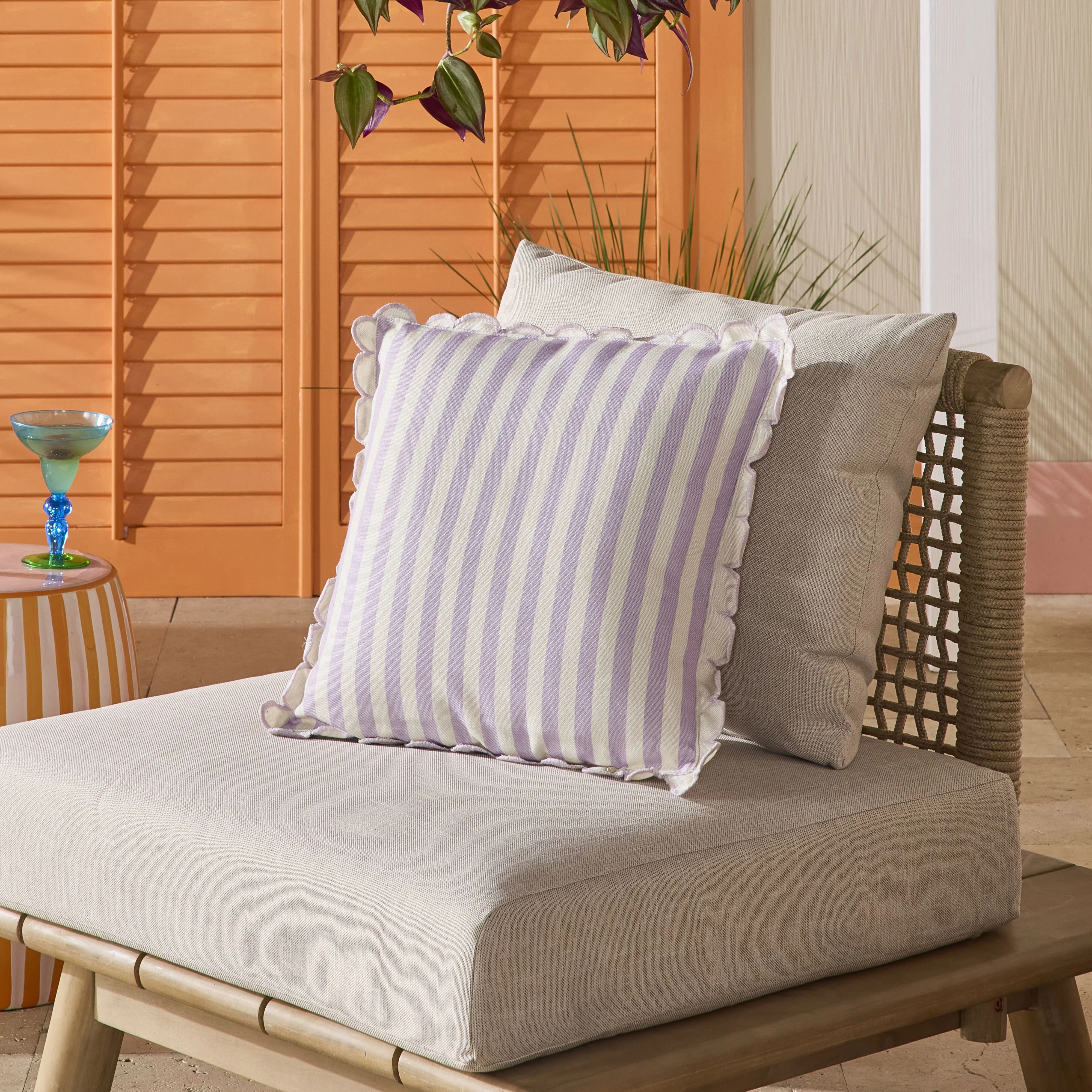 Aruba Scallop Edge Stripe Lilac 45x45cm - Image 5