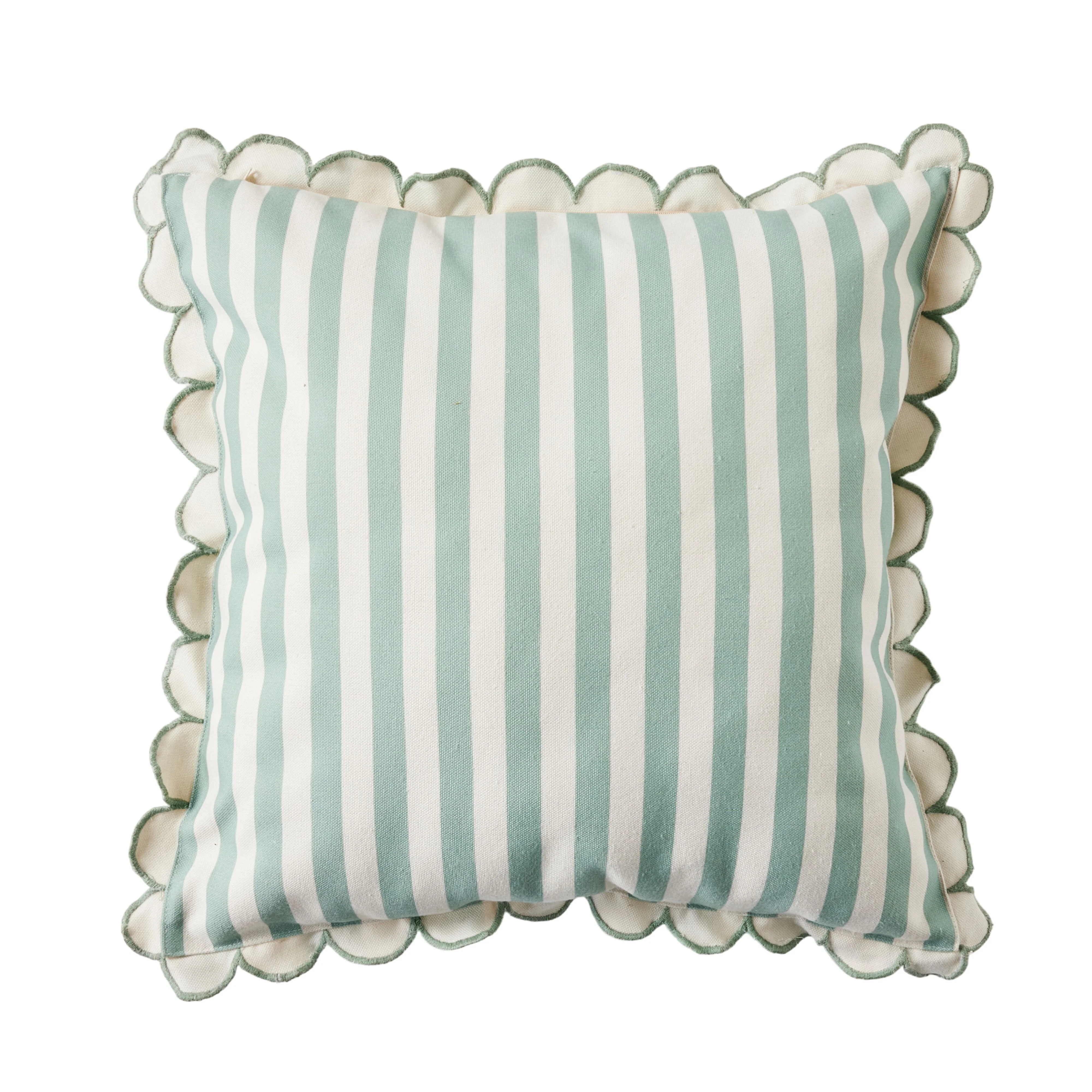 Aruba Scallop Edge Stripe Soft Green Cushion 45x45cm - Image 4