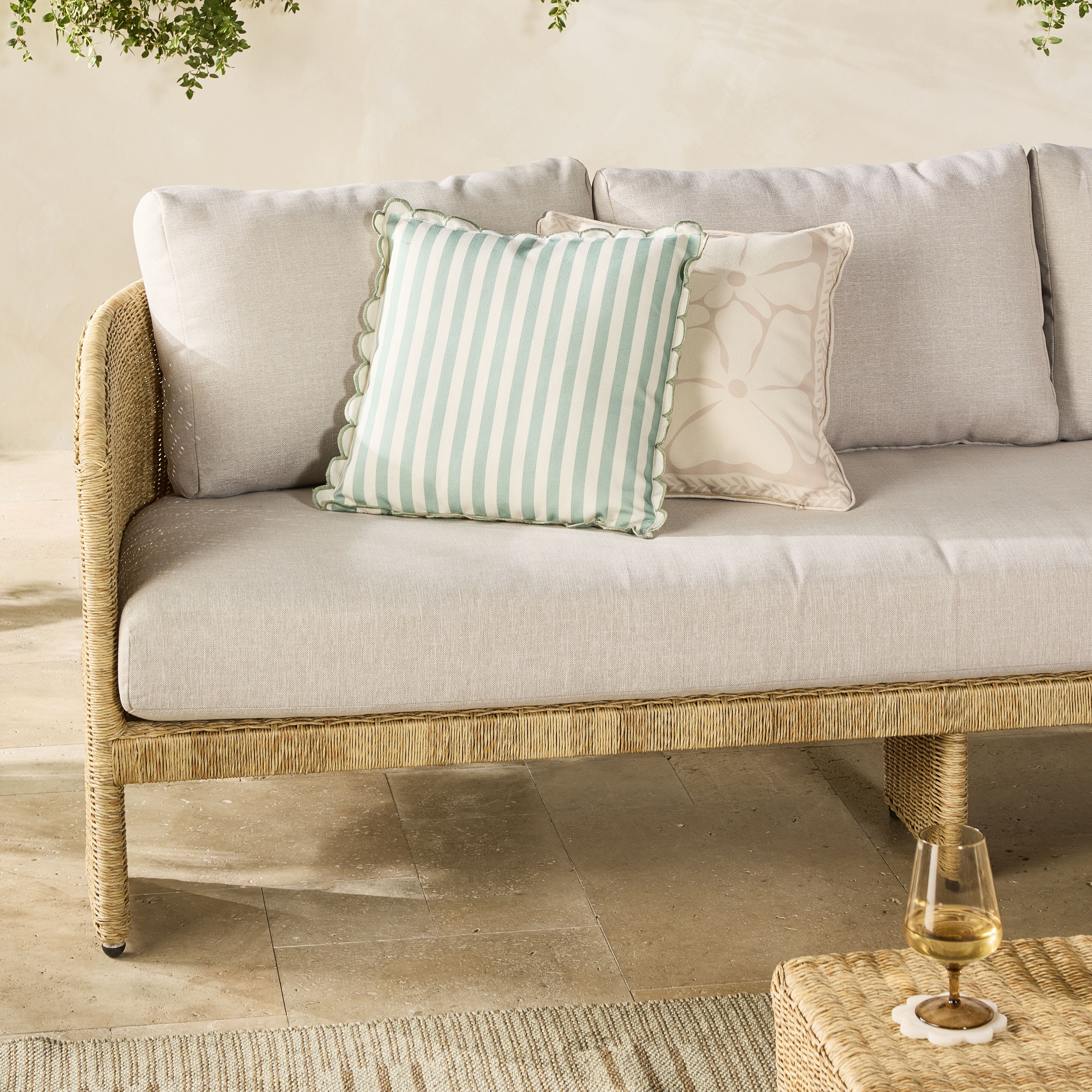 Aruba Scallop Edge Stripe Soft Green Cushion 45x45cm - Image 5