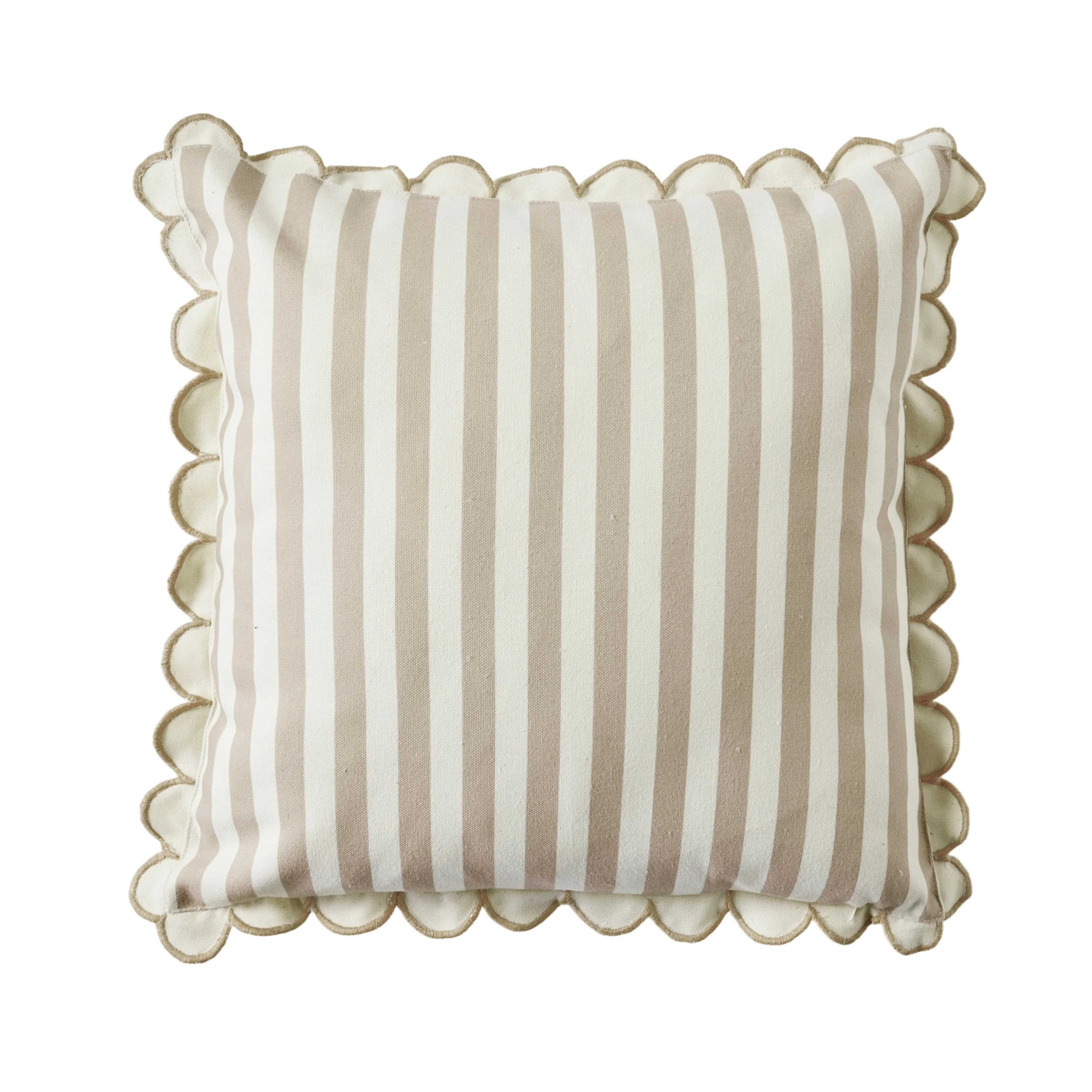 Aruba Scallop Edge Stripe Taupe Cushion 45x45cm - Image 4