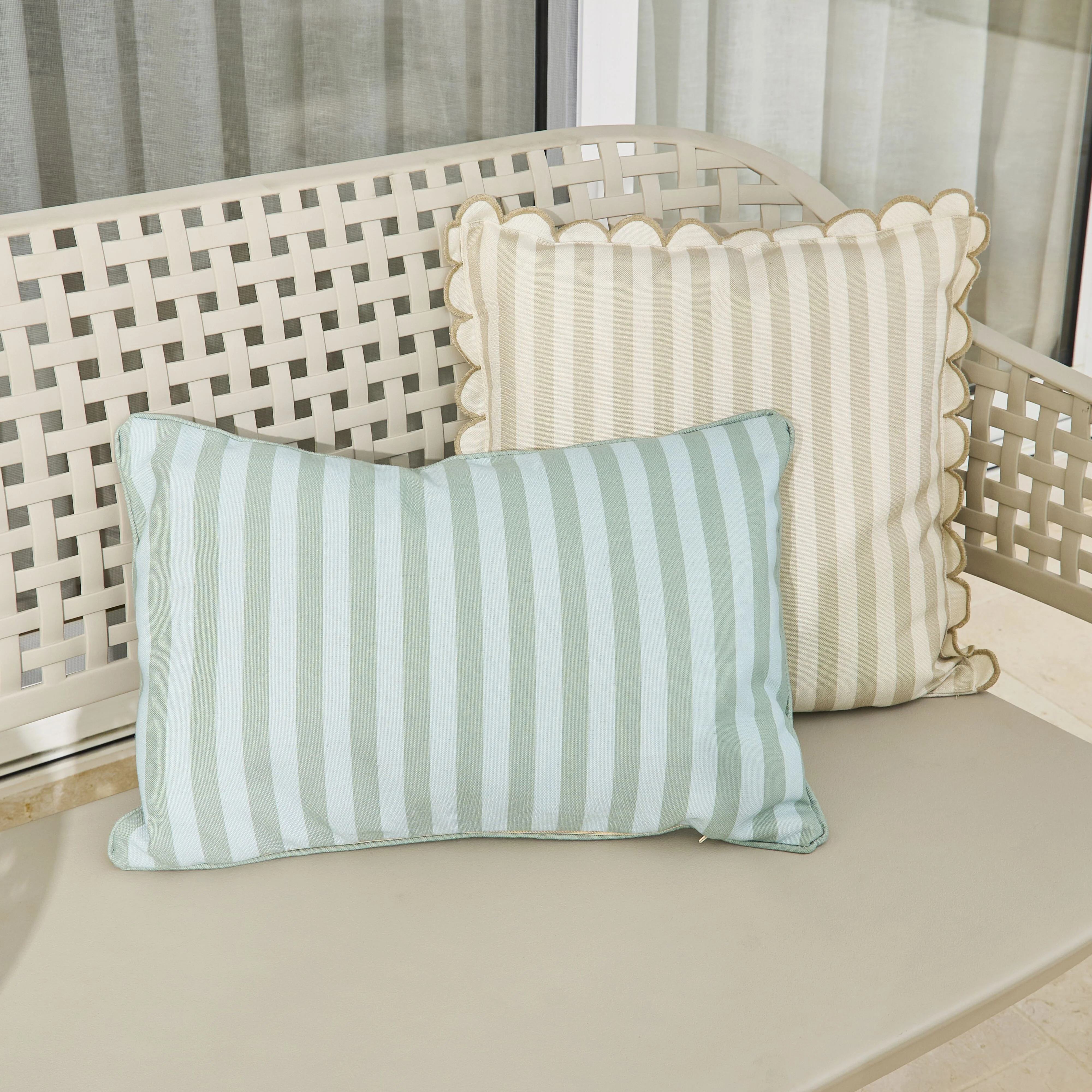 Aruba Solid and Striped Outdoor Cushion Blue 35x55cm - Image 5