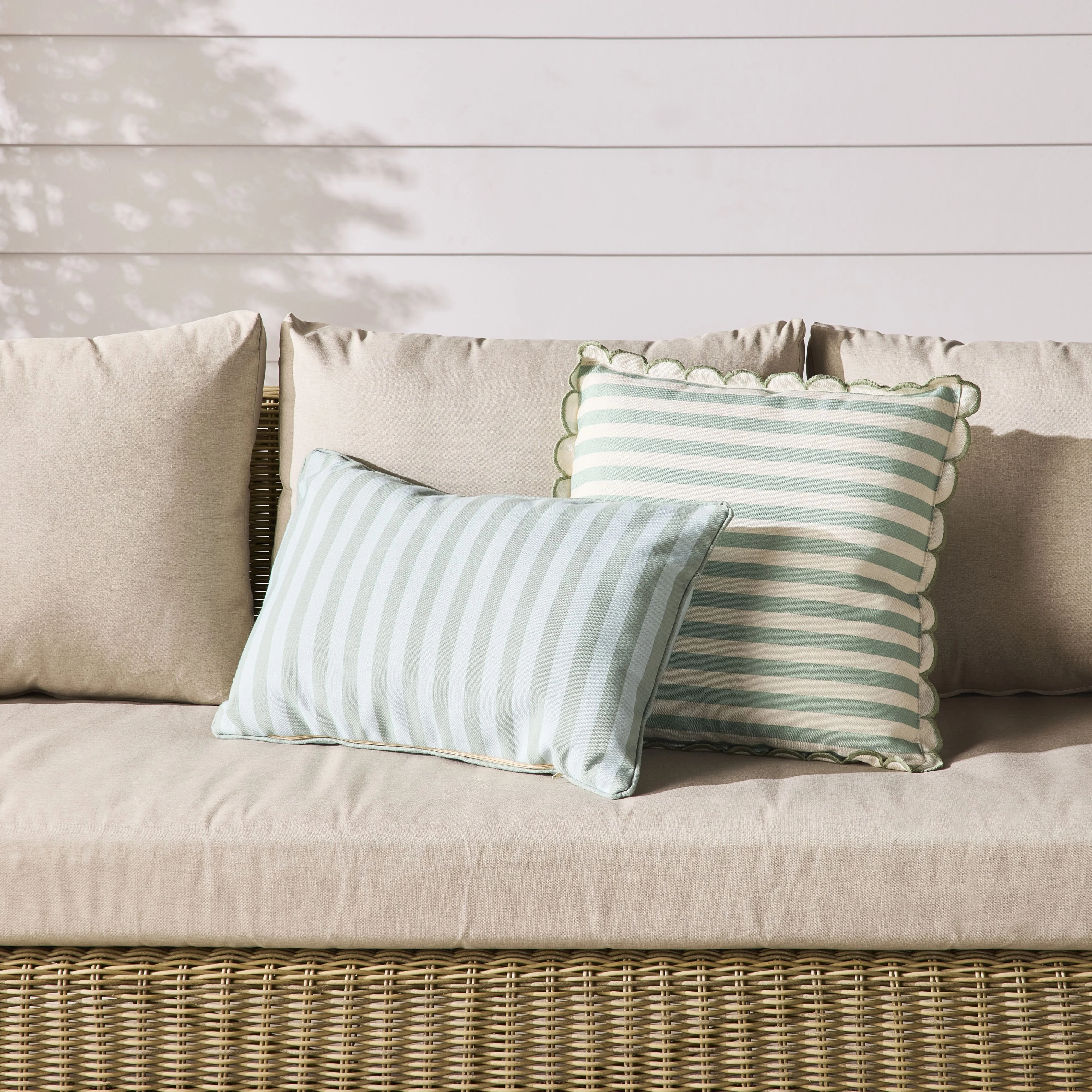 Aruba Solid and Striped Outdoor Cushion Blue 35x55cm - Image 6