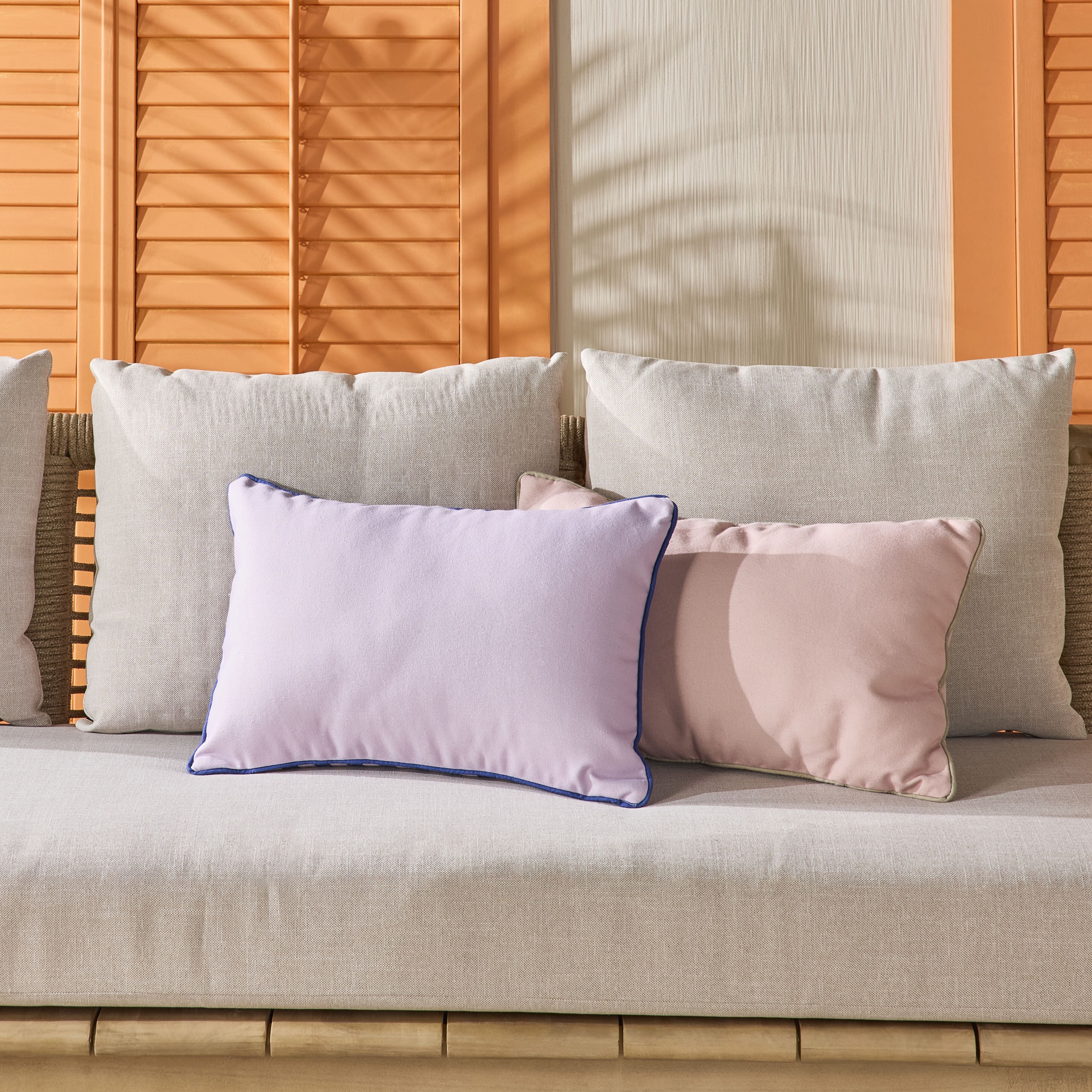 Aruba Solid and Striped Outdoor Cushion Lilac 35x55cm - Image 5