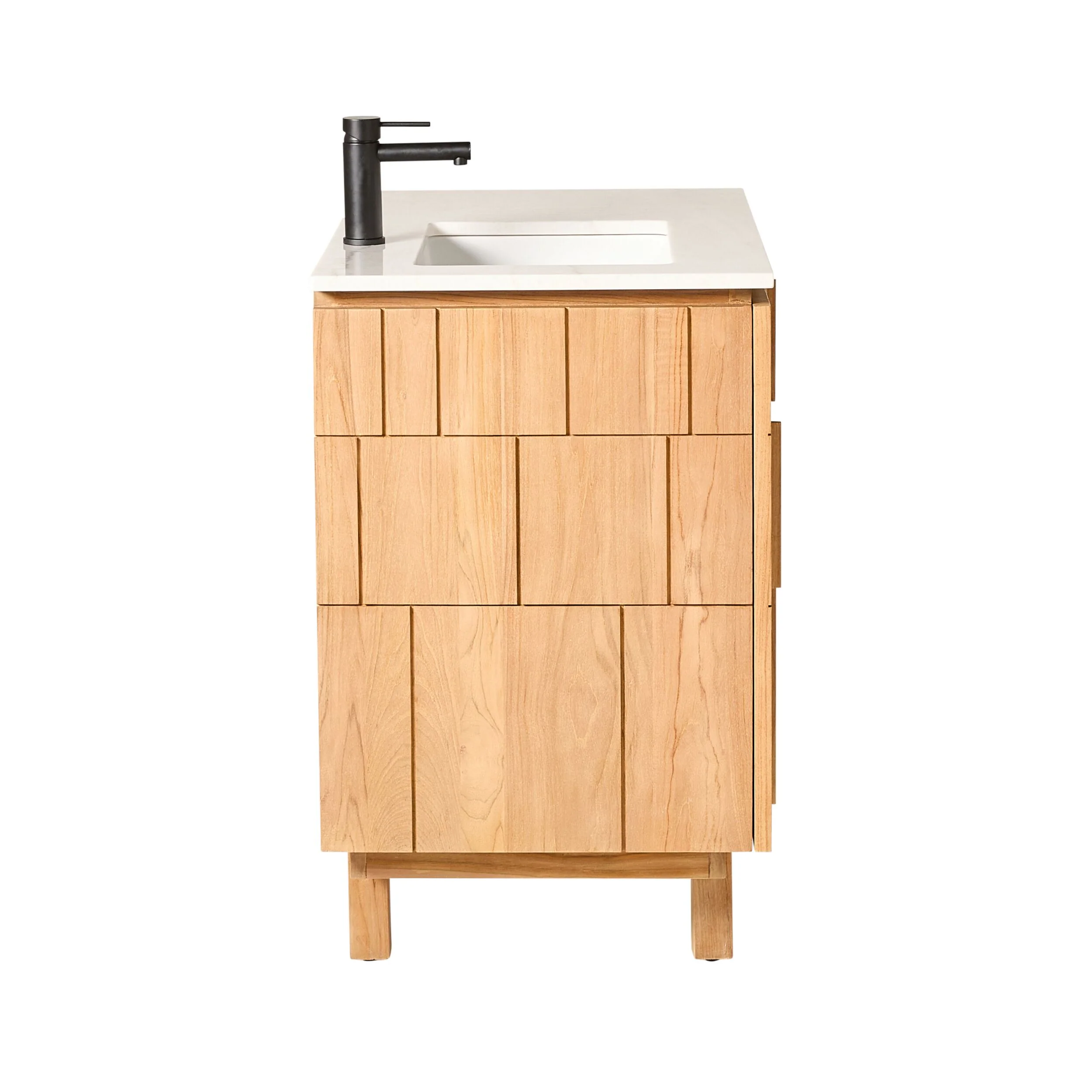 Asher Single Bathroom Vanity Teak with Stone Top 910mm Package - Image 4