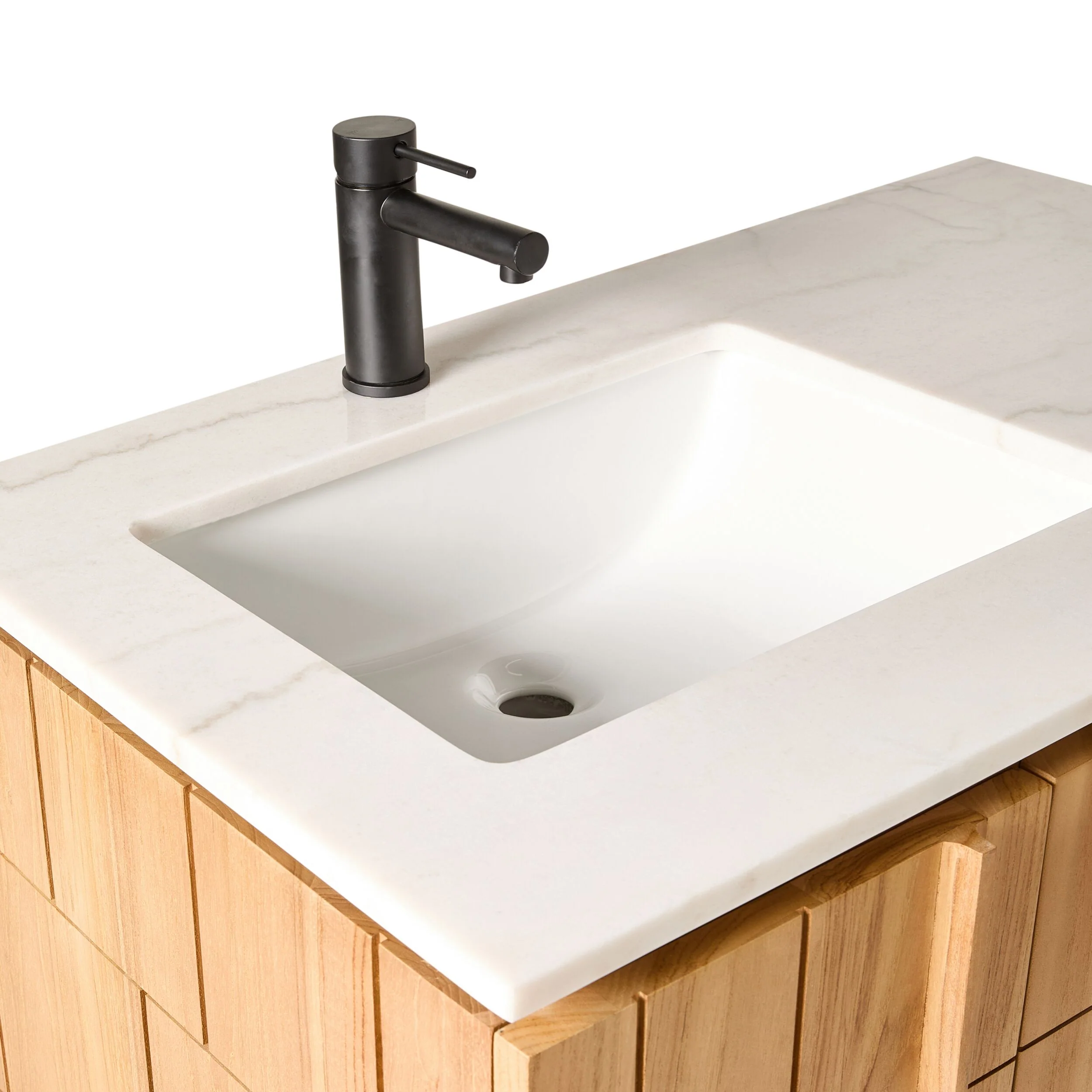 Asher Single Bathroom Vanity Teak with Stone Top 910mm Package - Image 7