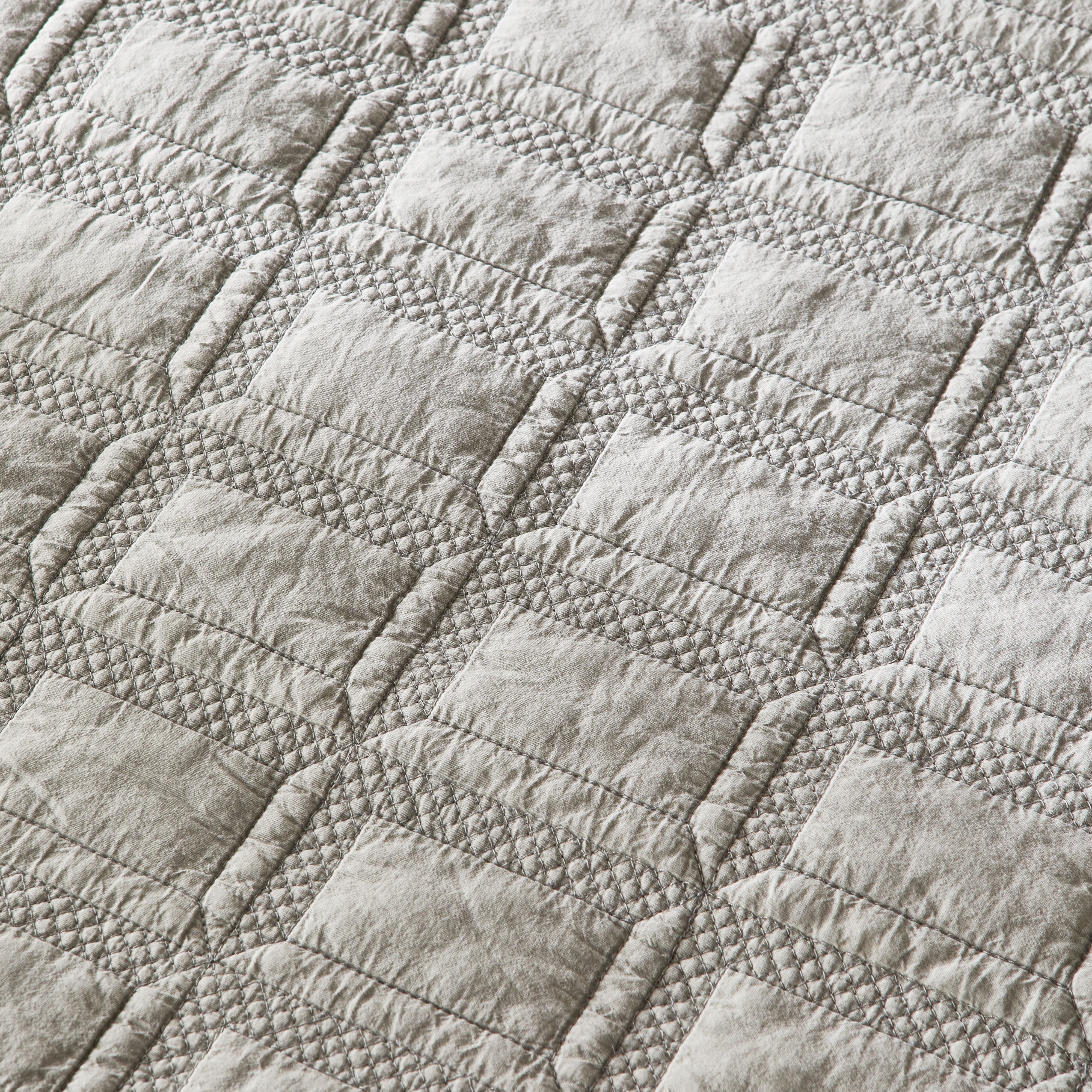 Asher Soft Washed Voile Quilted Coverlet Soft Grey 220x240cm - Image 6