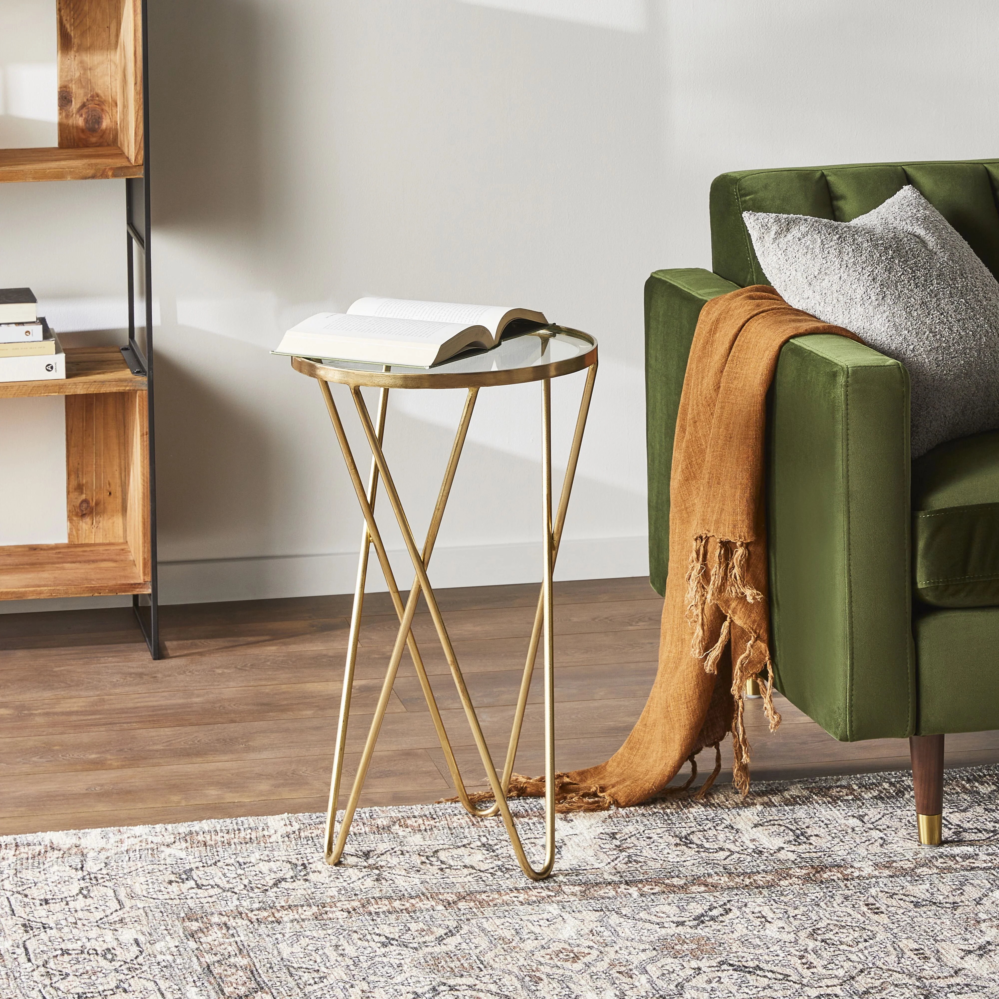 Ashika Glass & Gold Side Table 40x40x68cm - Image 3