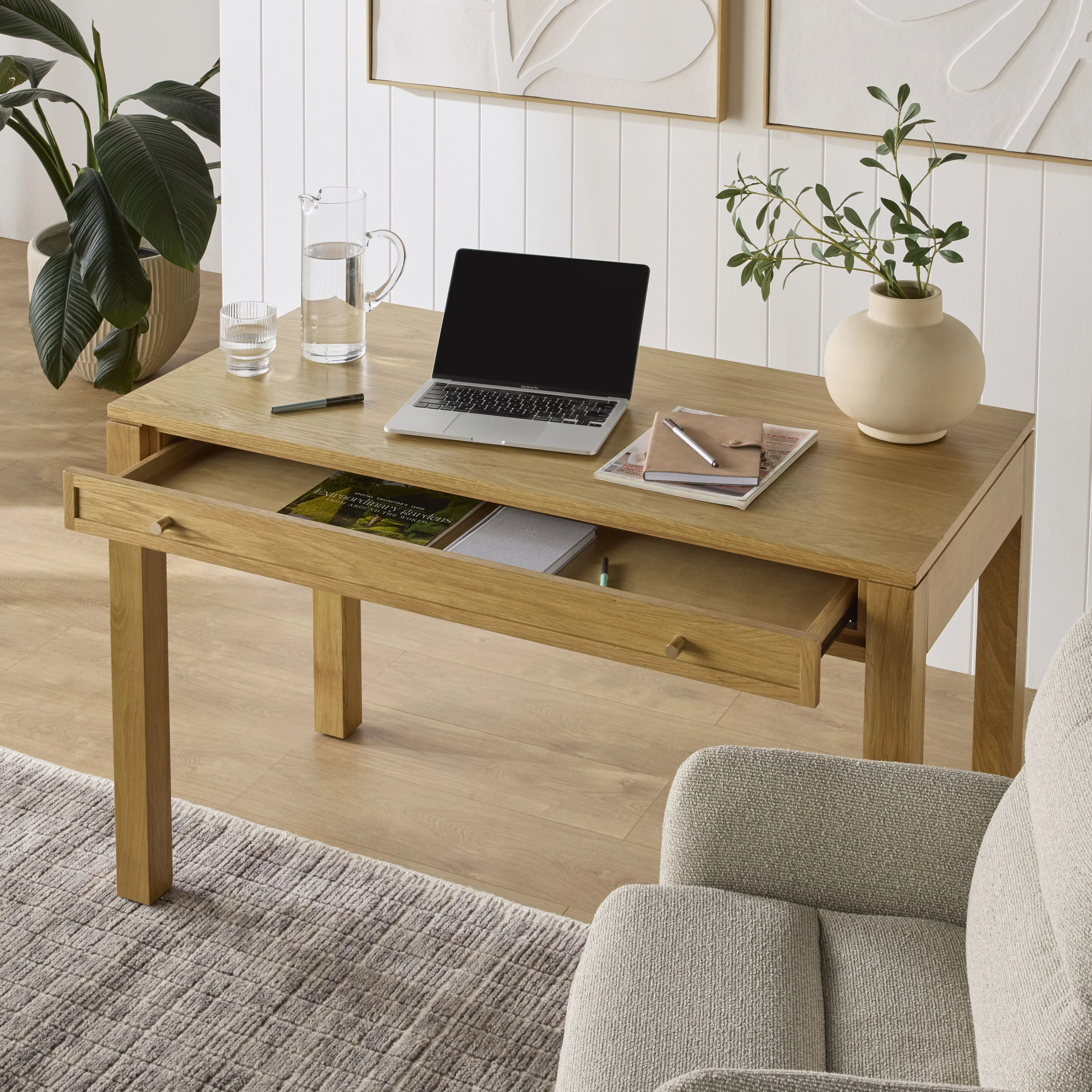 Avalon 1 Drawer Desk Light Oak - Image 6