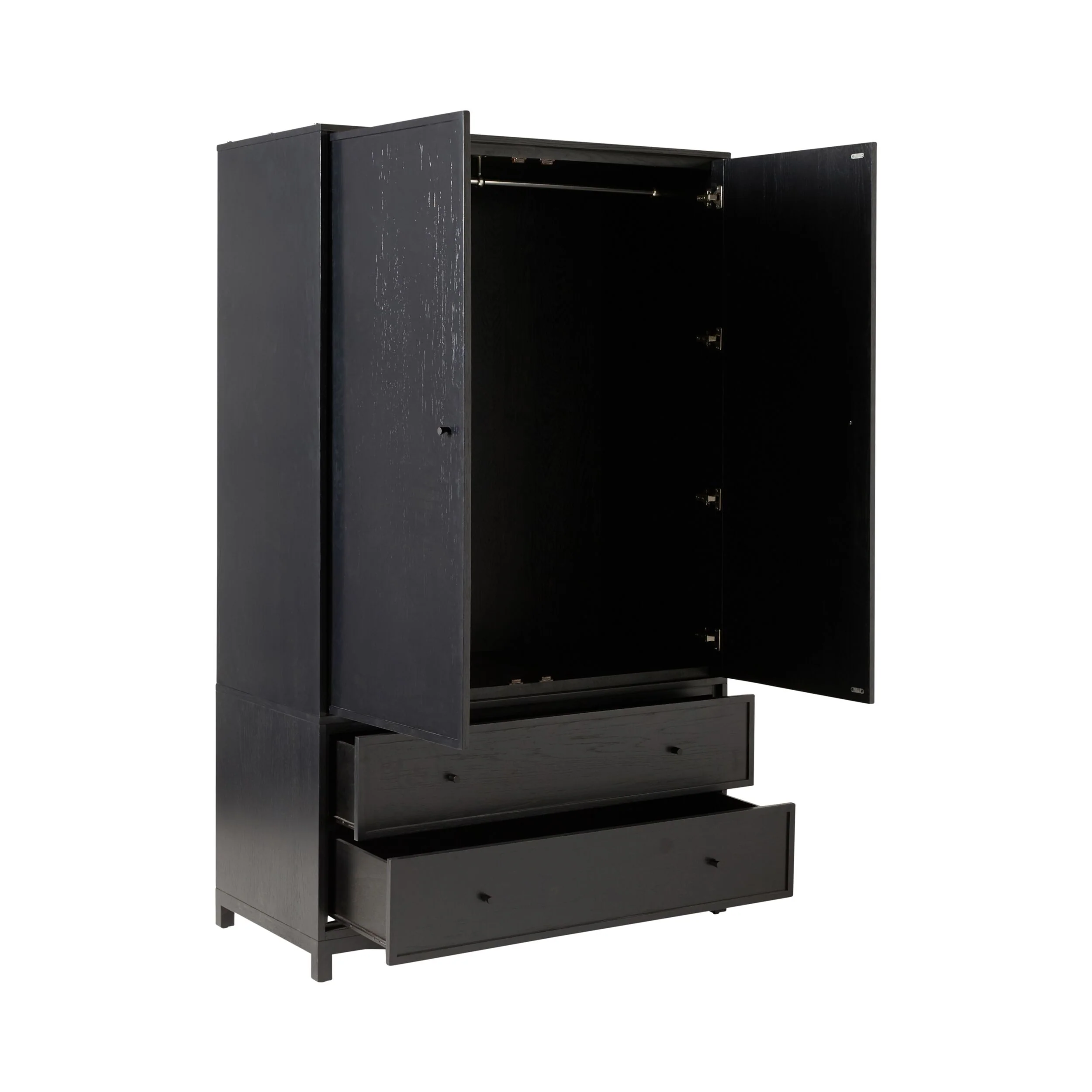 Avalon 2 Drawer Wardrobe Black - Image 2