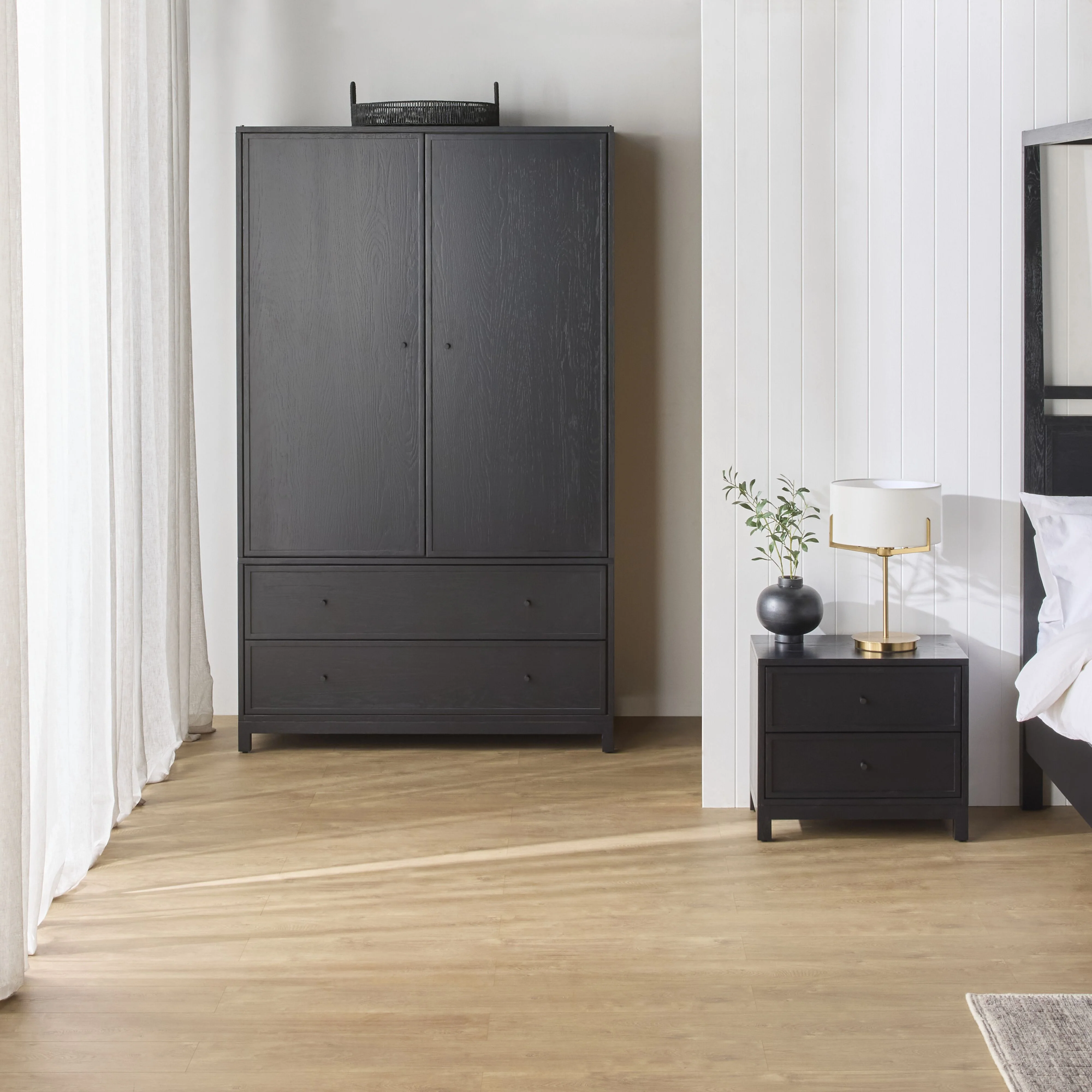 Avalon 2 Drawer Wardrobe Black - Image 8