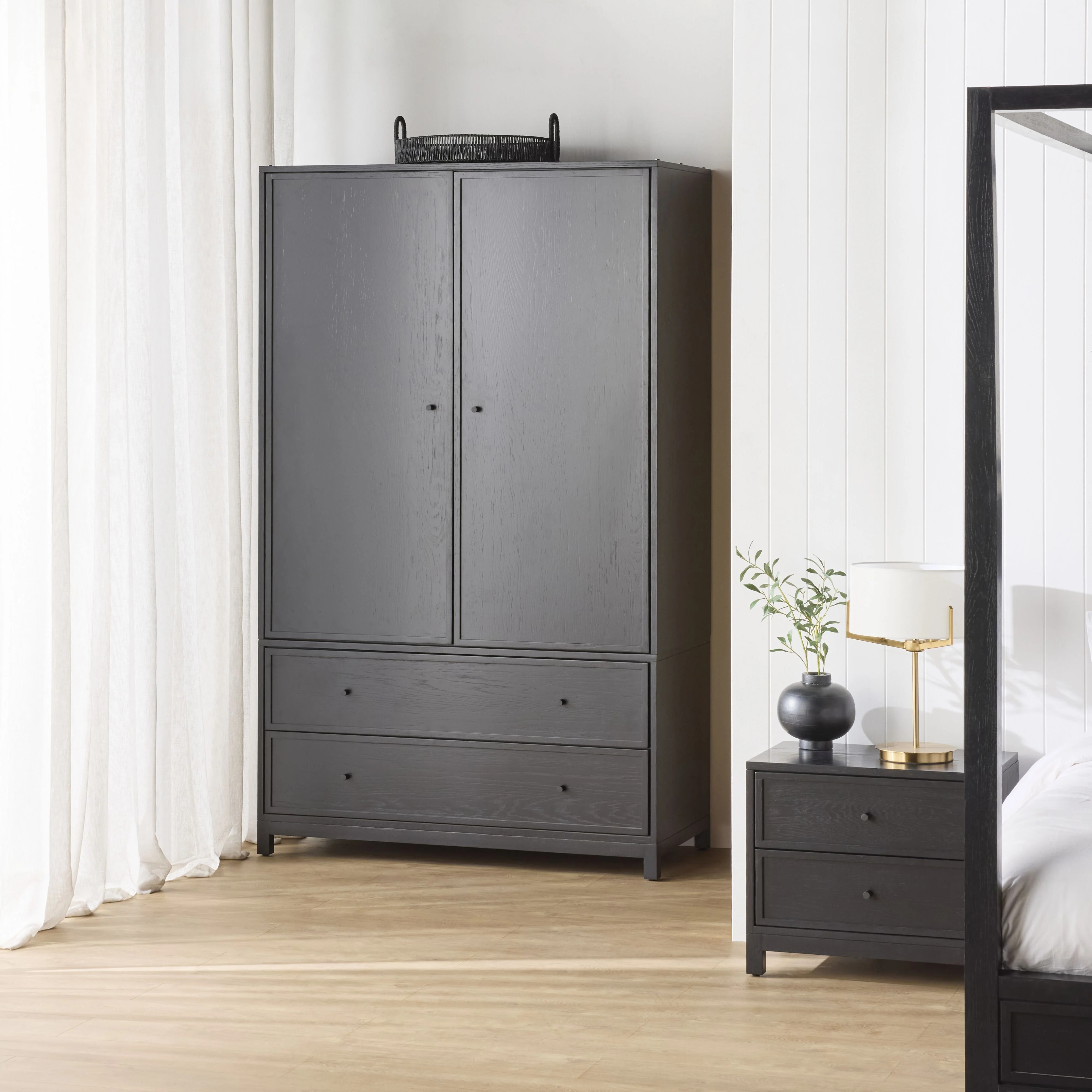 Avalon 2 Drawer Wardrobe Black - Image 9
