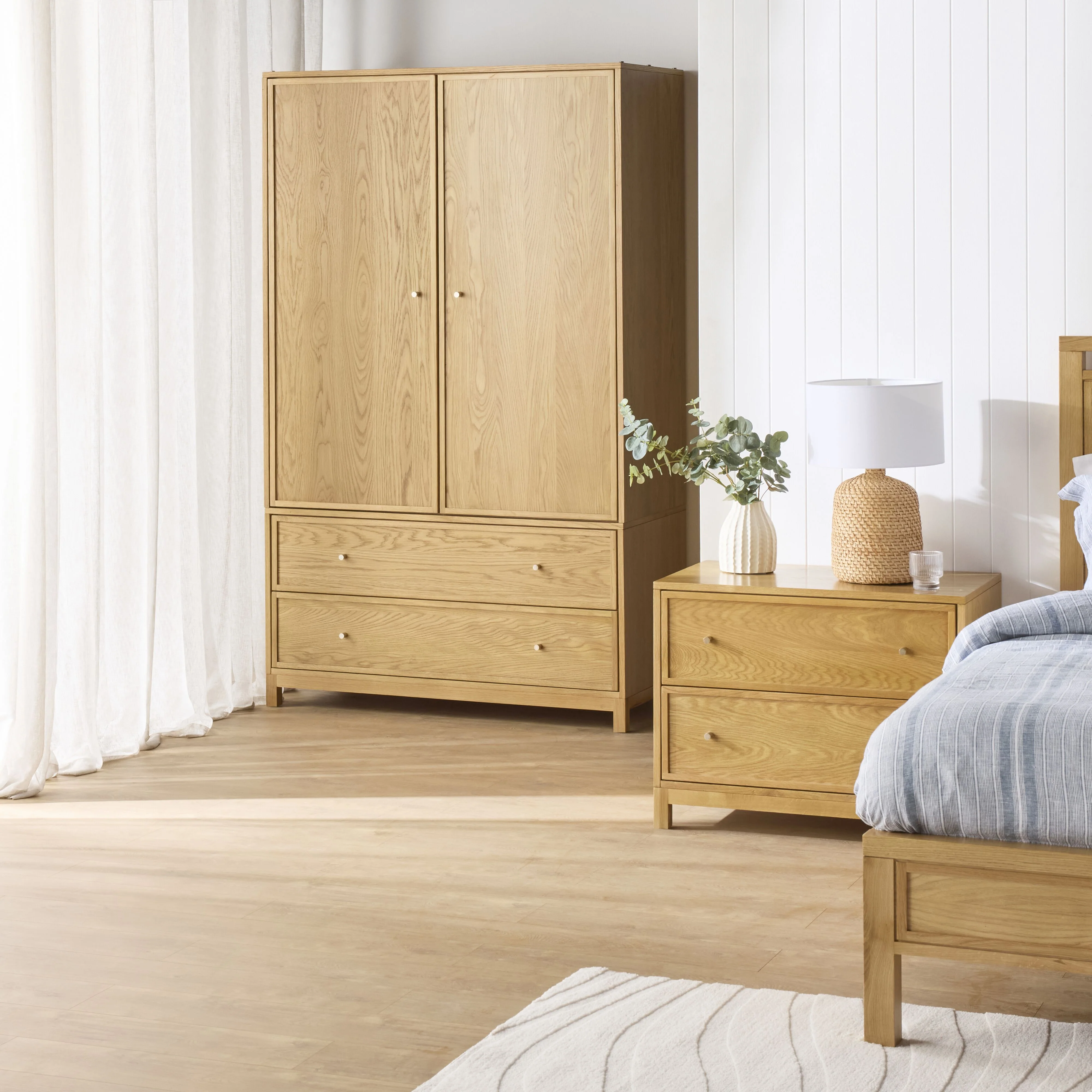 Avalon 2 Drawer Wardrobe Light Oak - Image 10