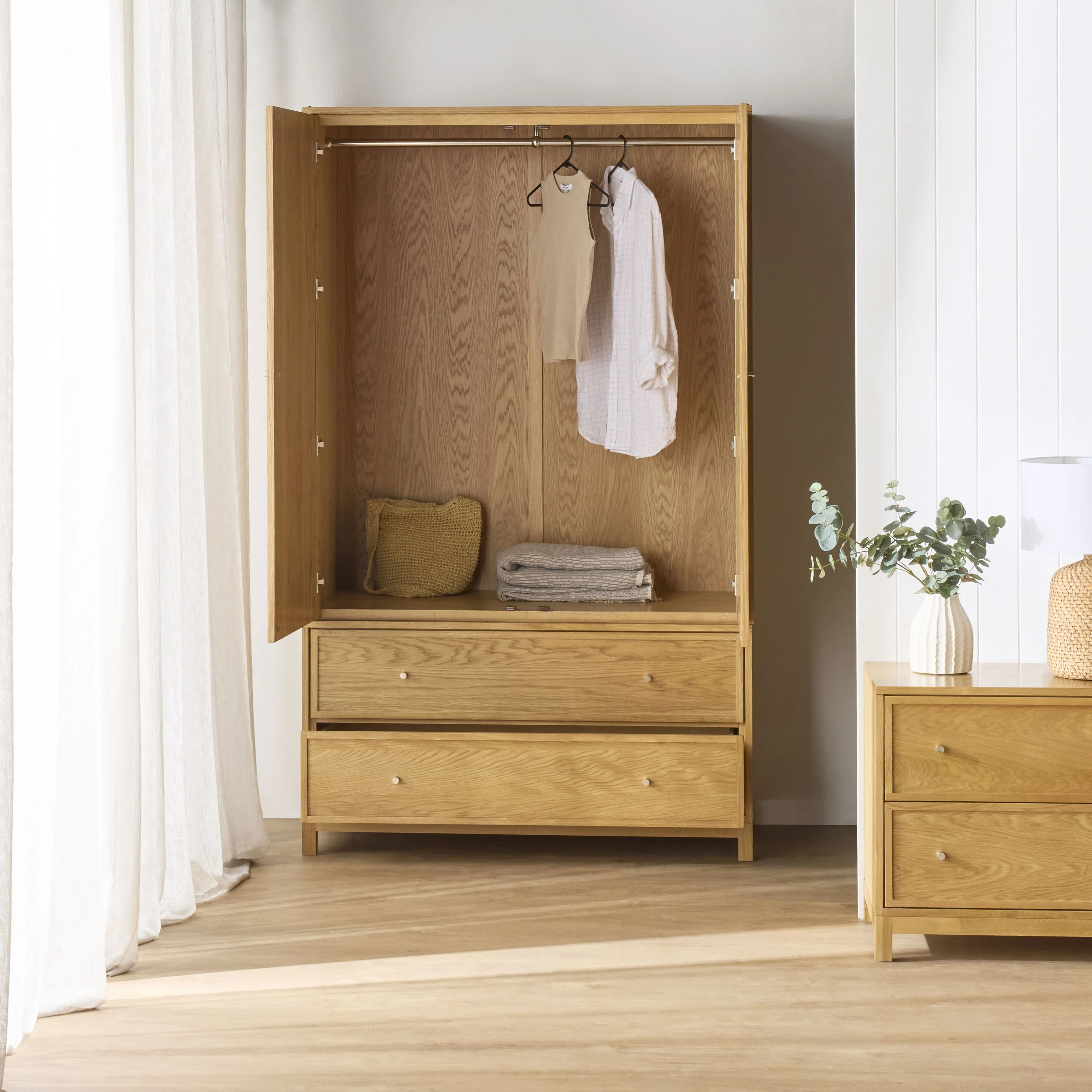 Avalon 2 Drawer Wardrobe Light Oak - Image 12