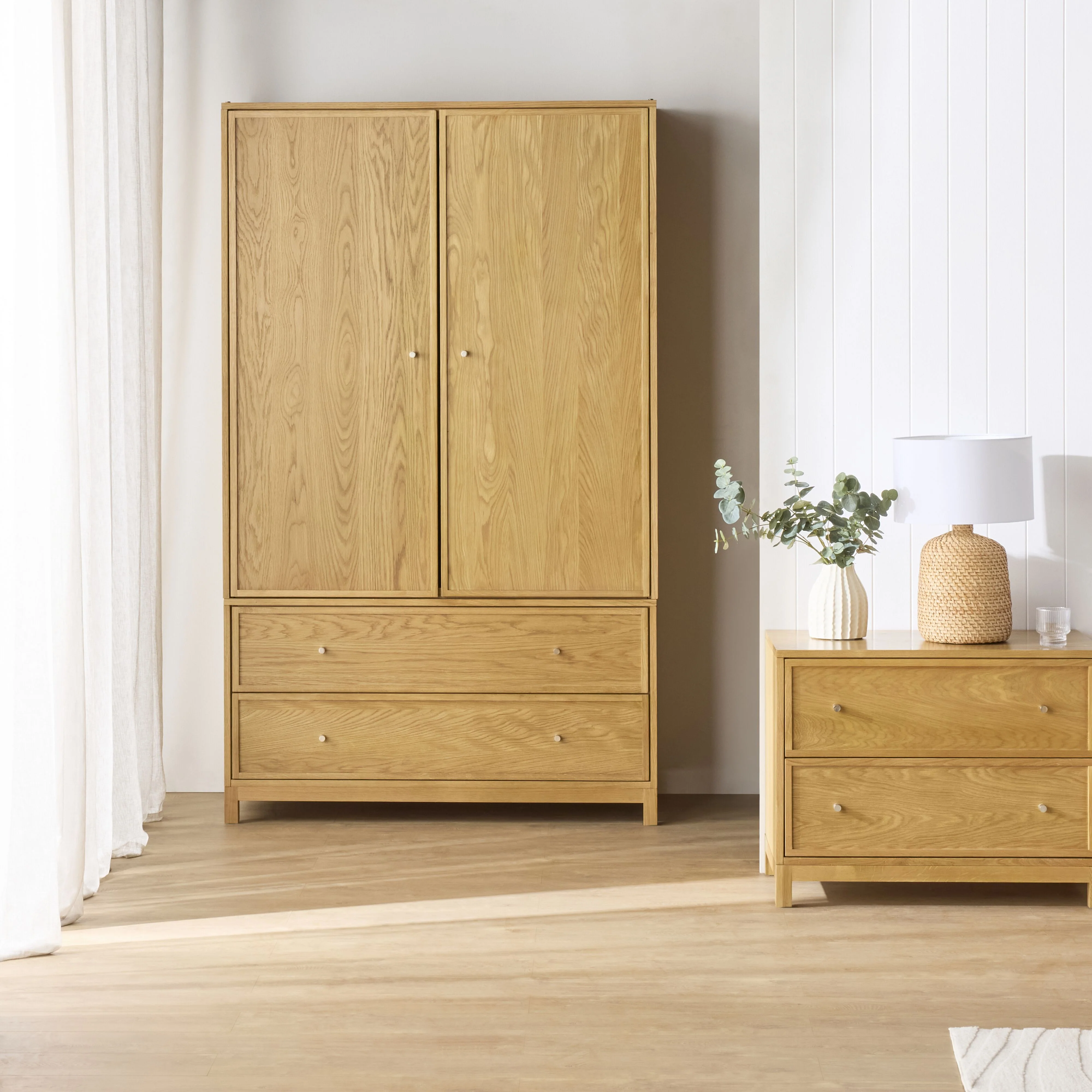 Avalon 2 Drawer Wardrobe Light Oak - Image 9