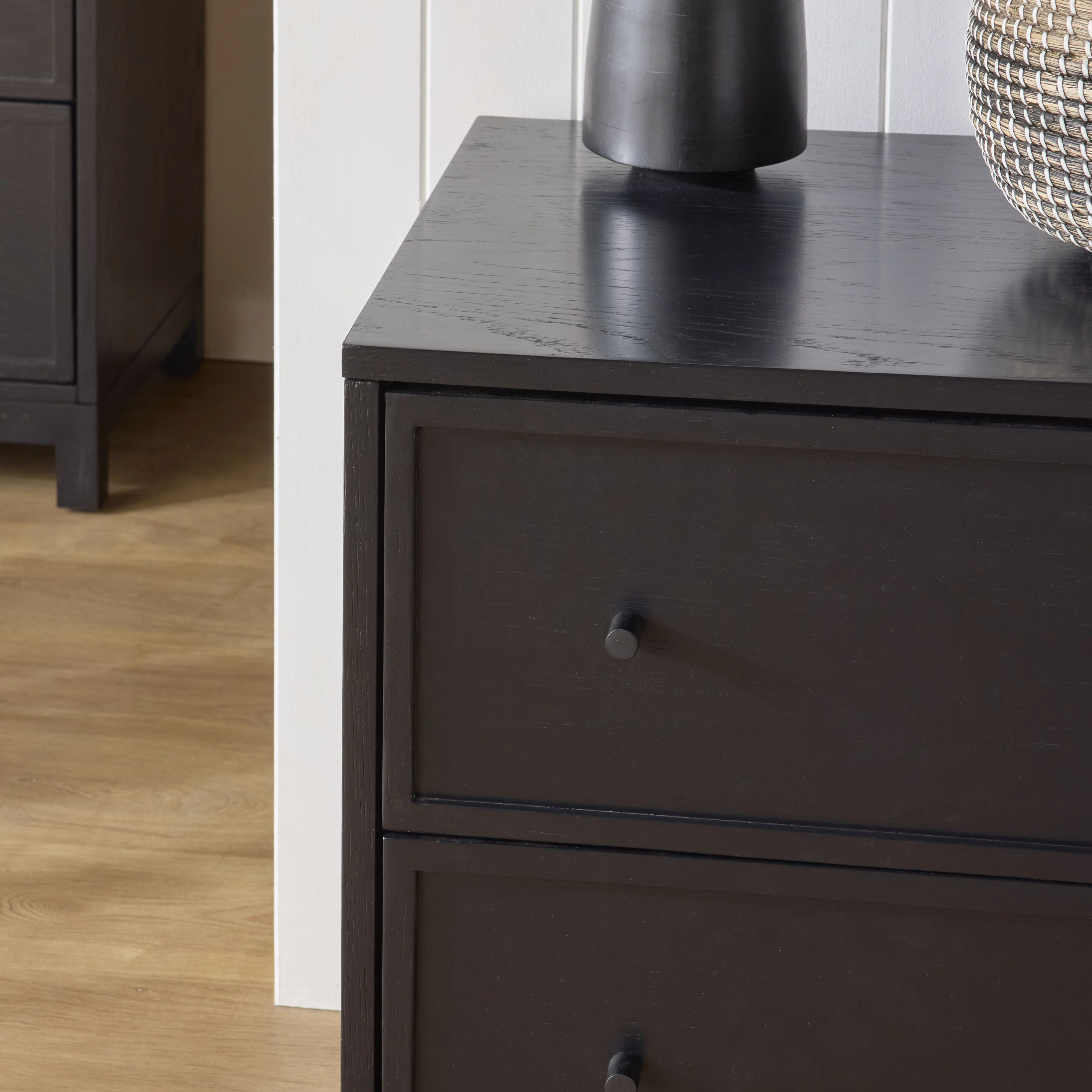Avalon Large 2 Drawer Bedside Black - Image 12