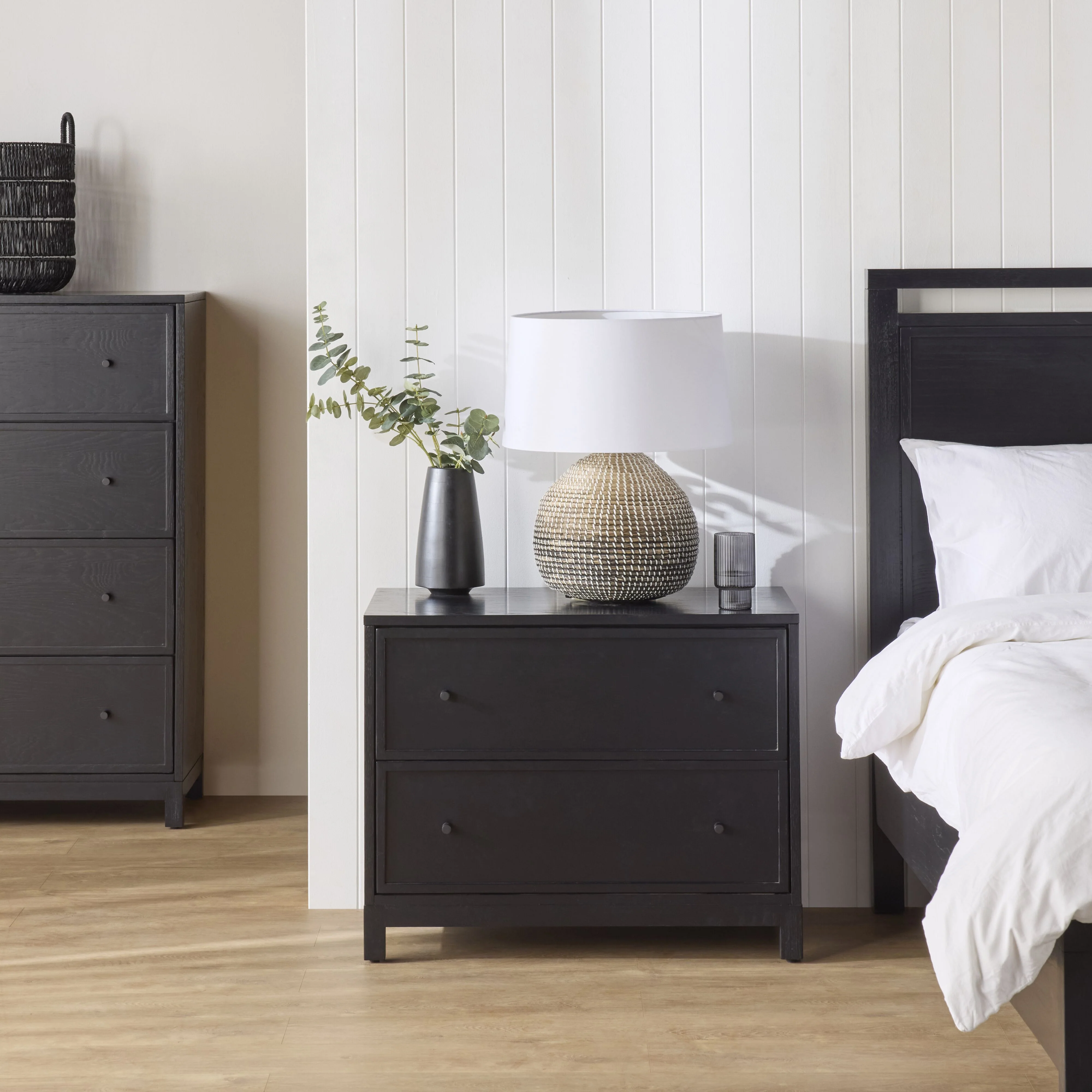 Avalon Large 2 Drawer Bedside Black - Image 8