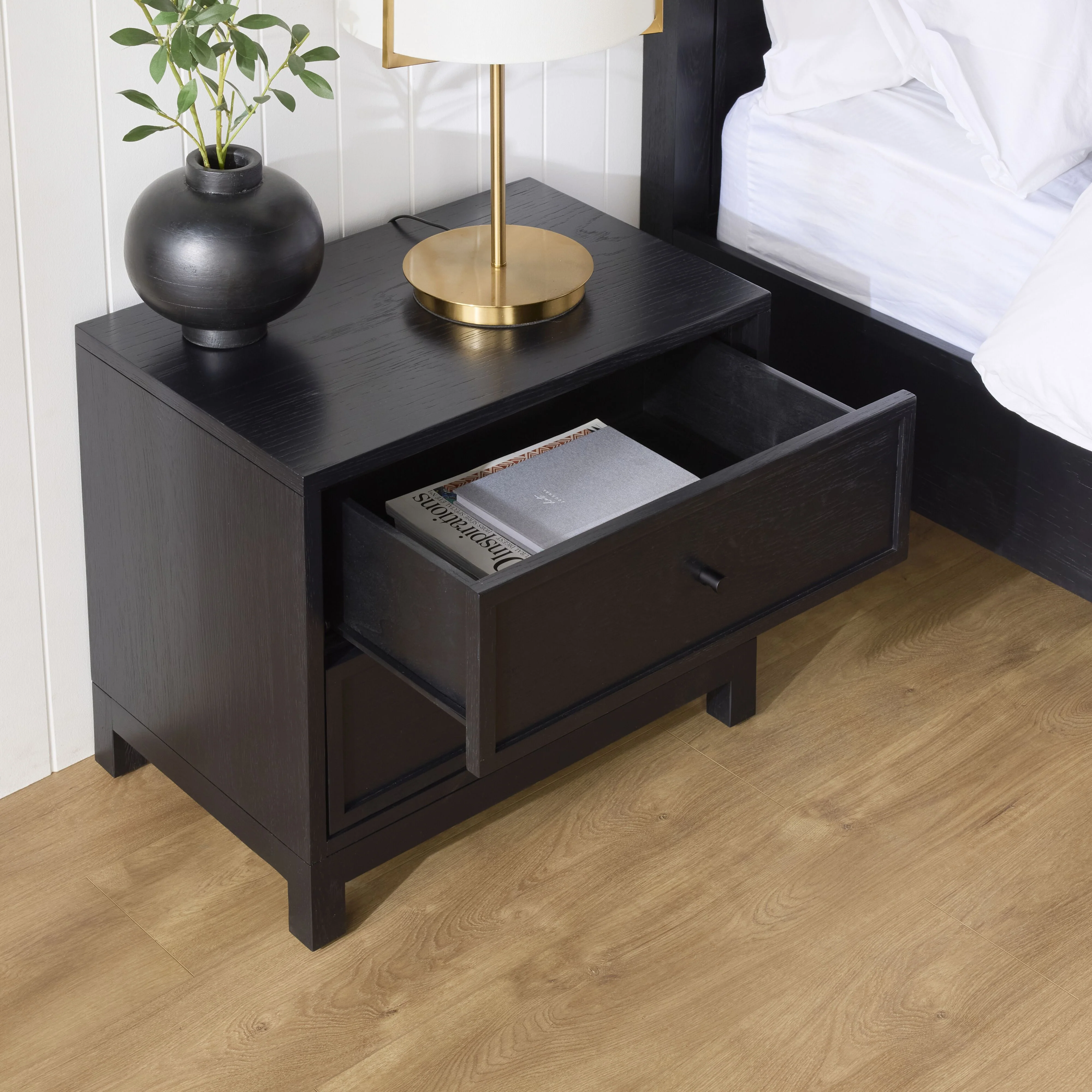 Avalon Small 2 Drawer Bedside Black - Image 13
