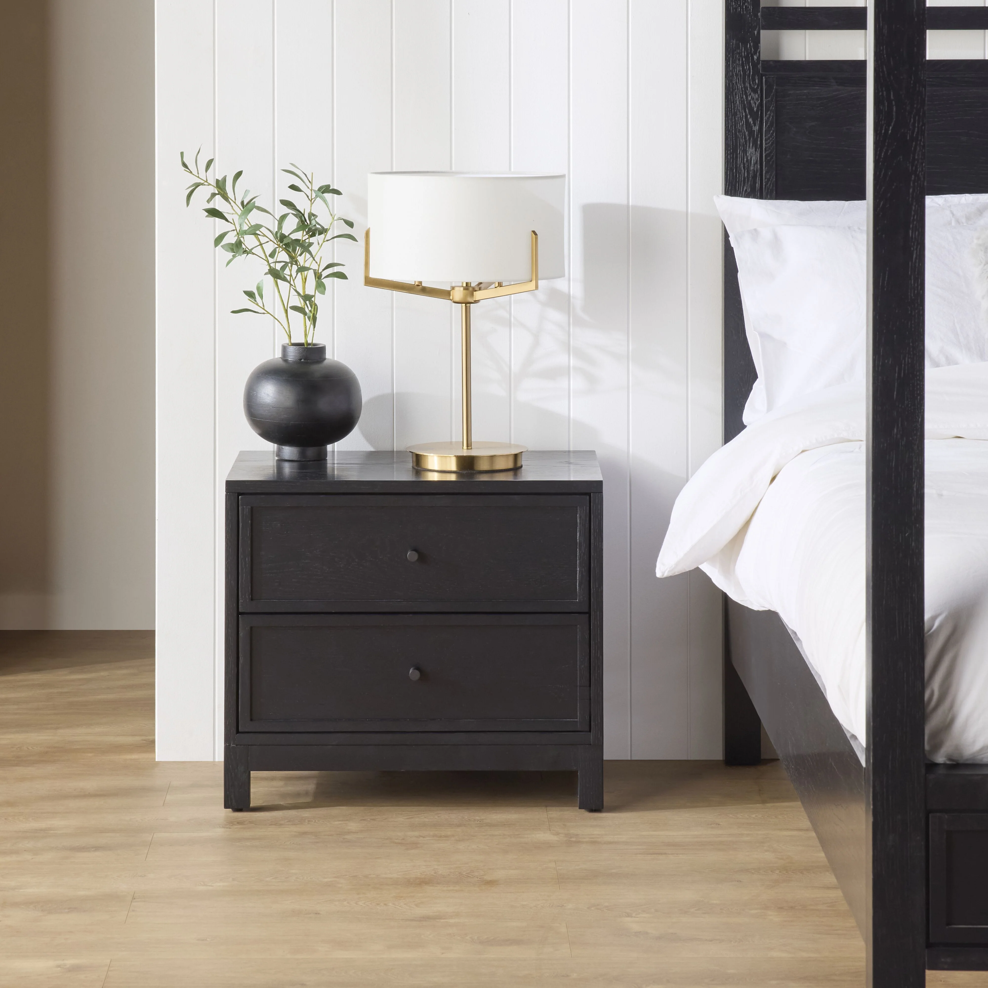 Avalon Small 2 Drawer Bedside Black - Image 8