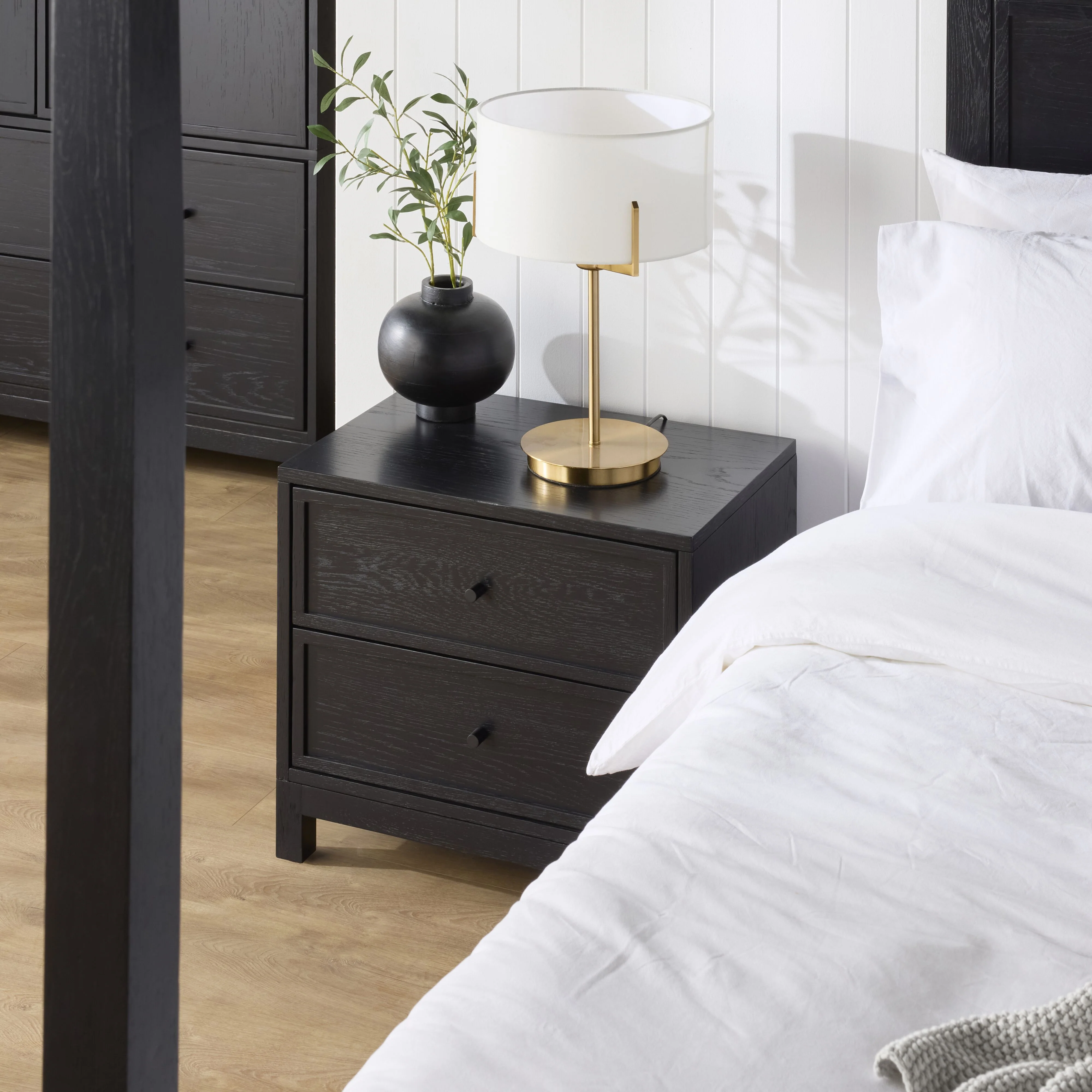 Avalon Small 2 Drawer Bedside Black - Image 9