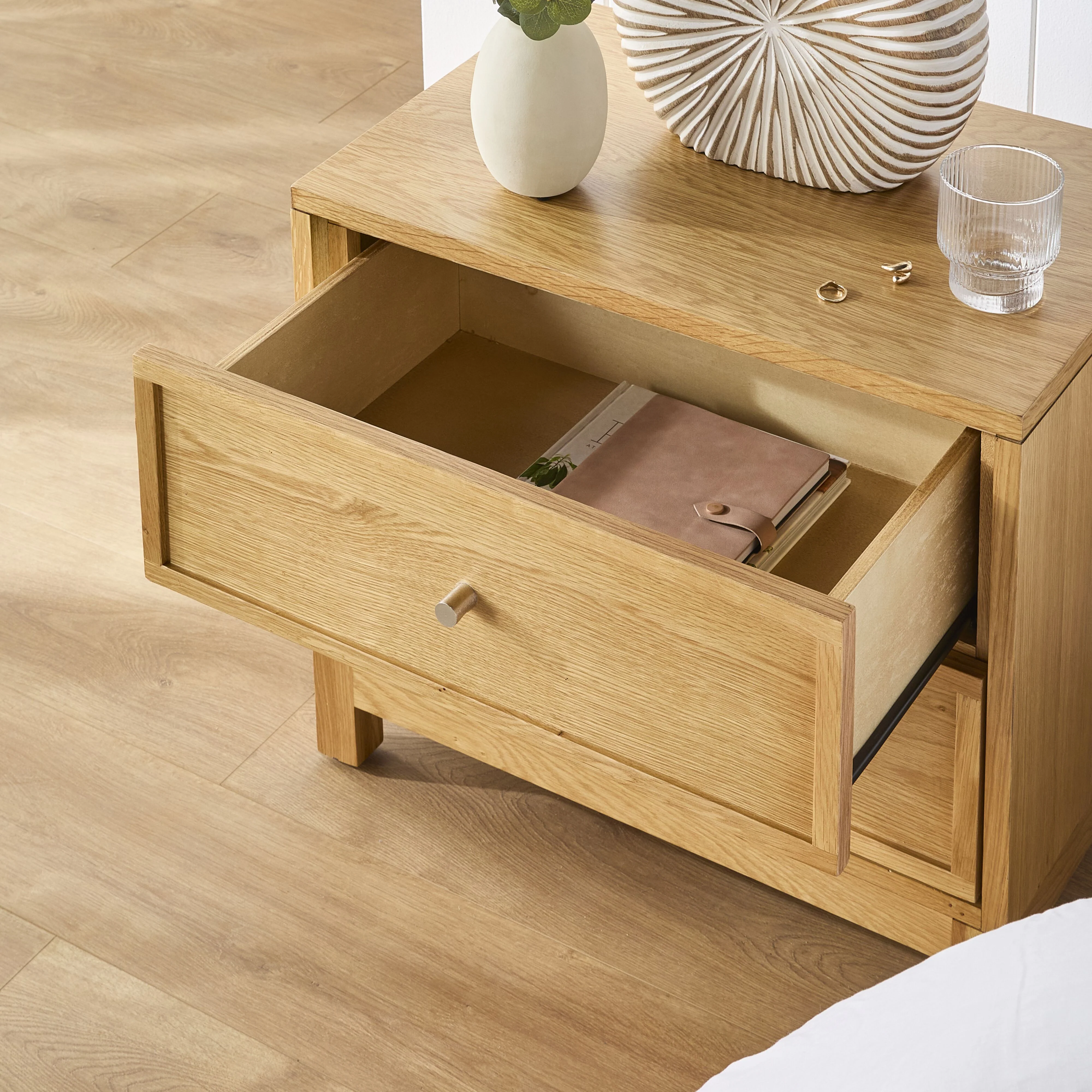 Avalon Small 2 Drawer Bedside Light Oak - Image 11