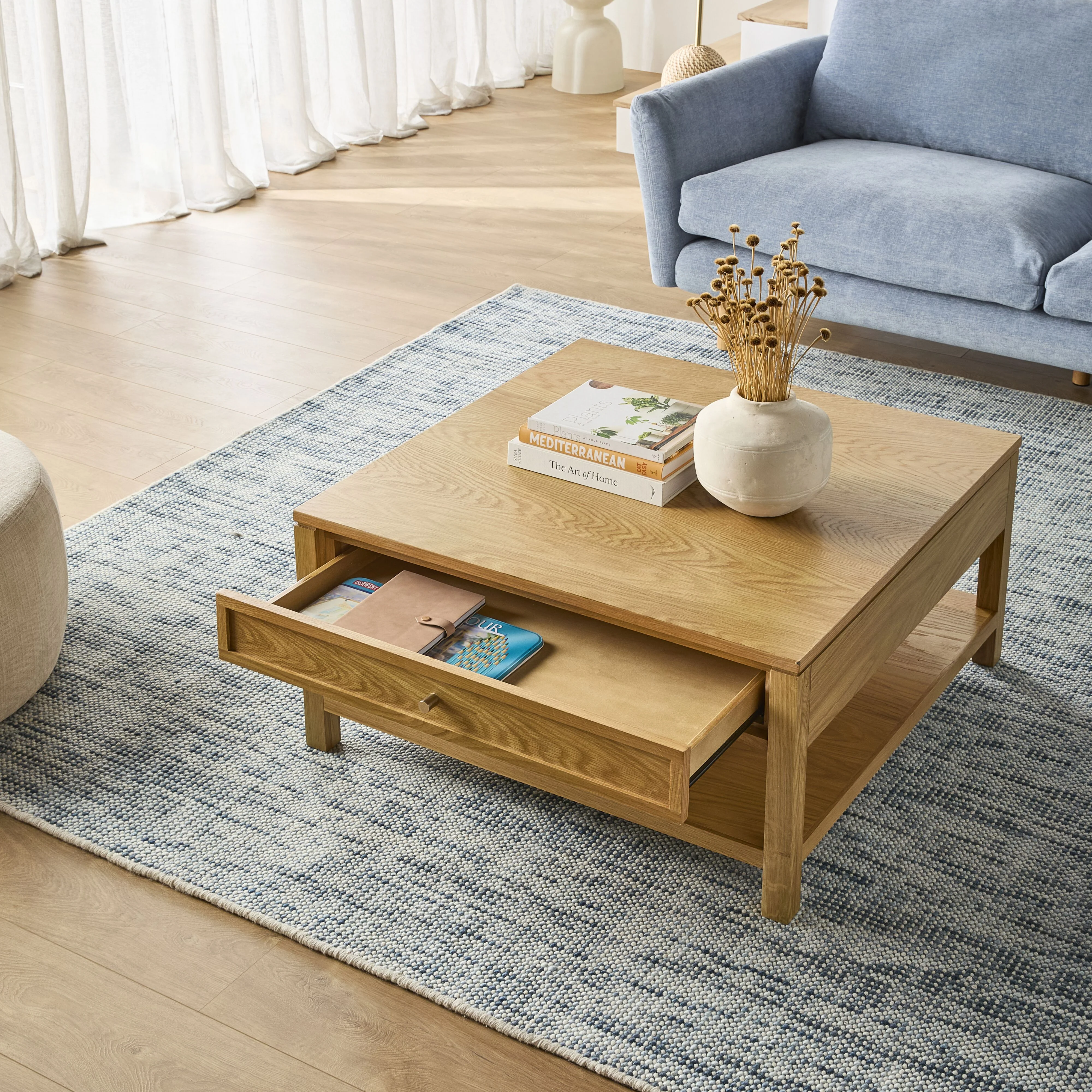 Avalon Square 2 Drawer Coffee Table Light Oak - Image 11