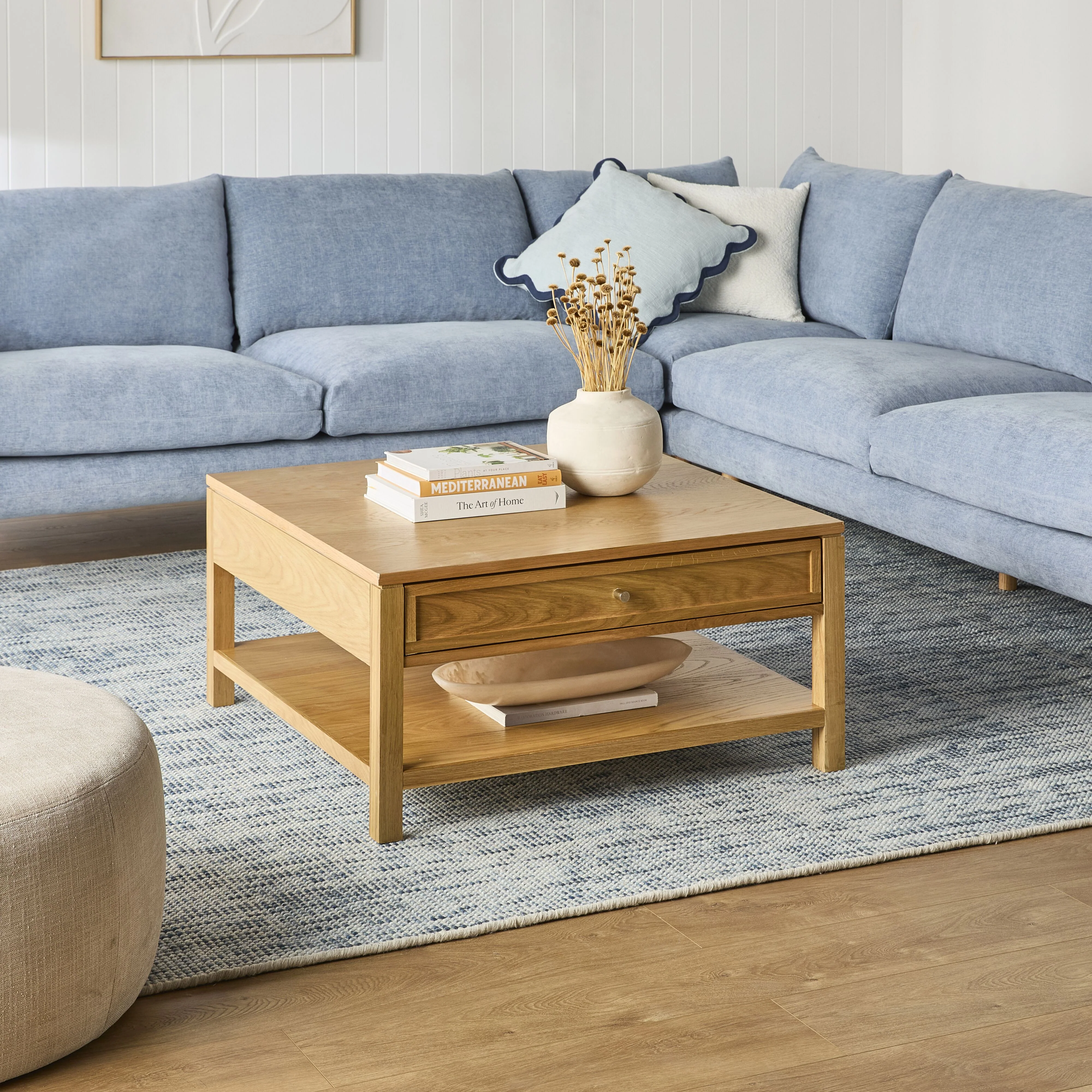 Avalon Square 2 Drawer Coffee Table Light Oak - Image 9