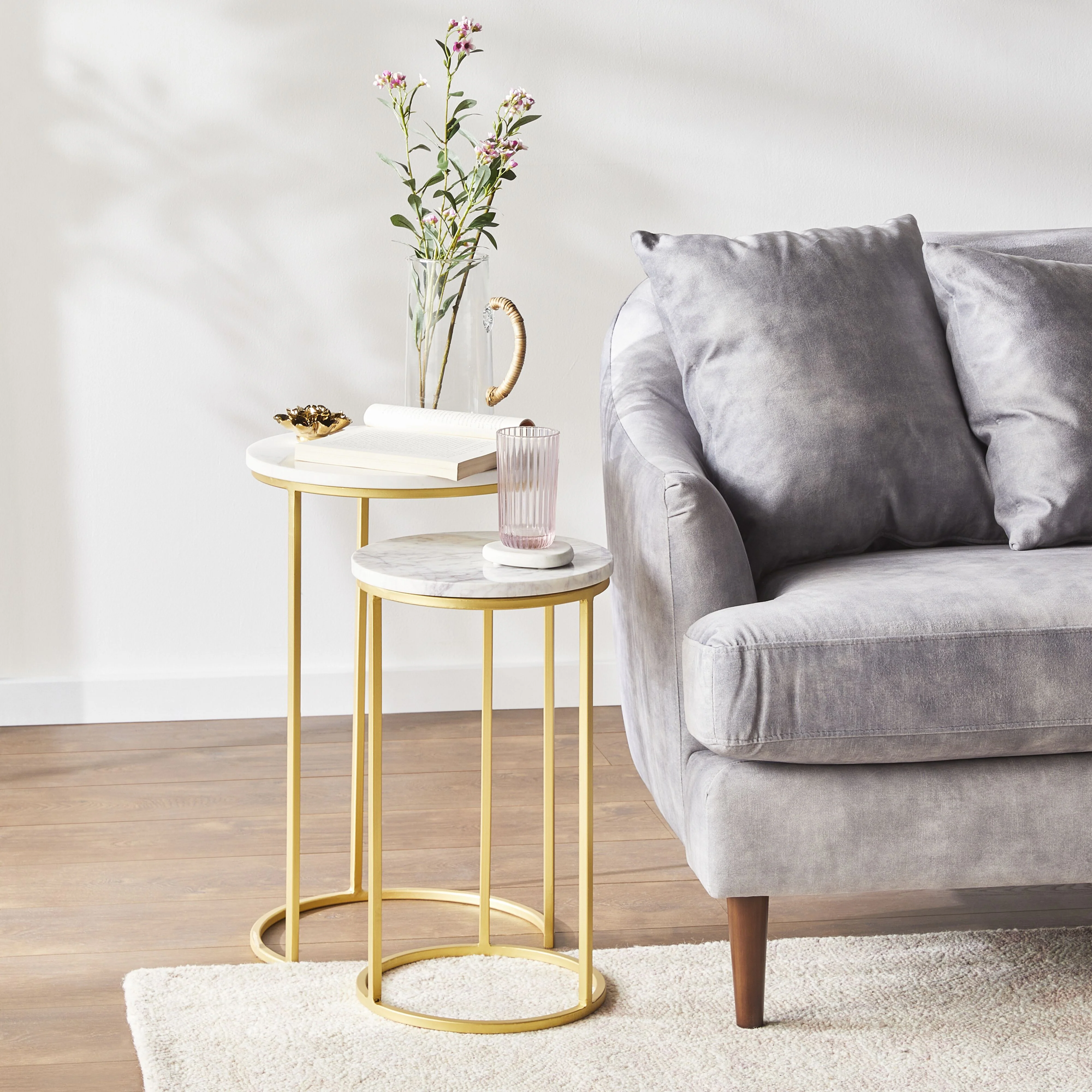 Avoca Marble Top Side Table Set of 2 - Image 4