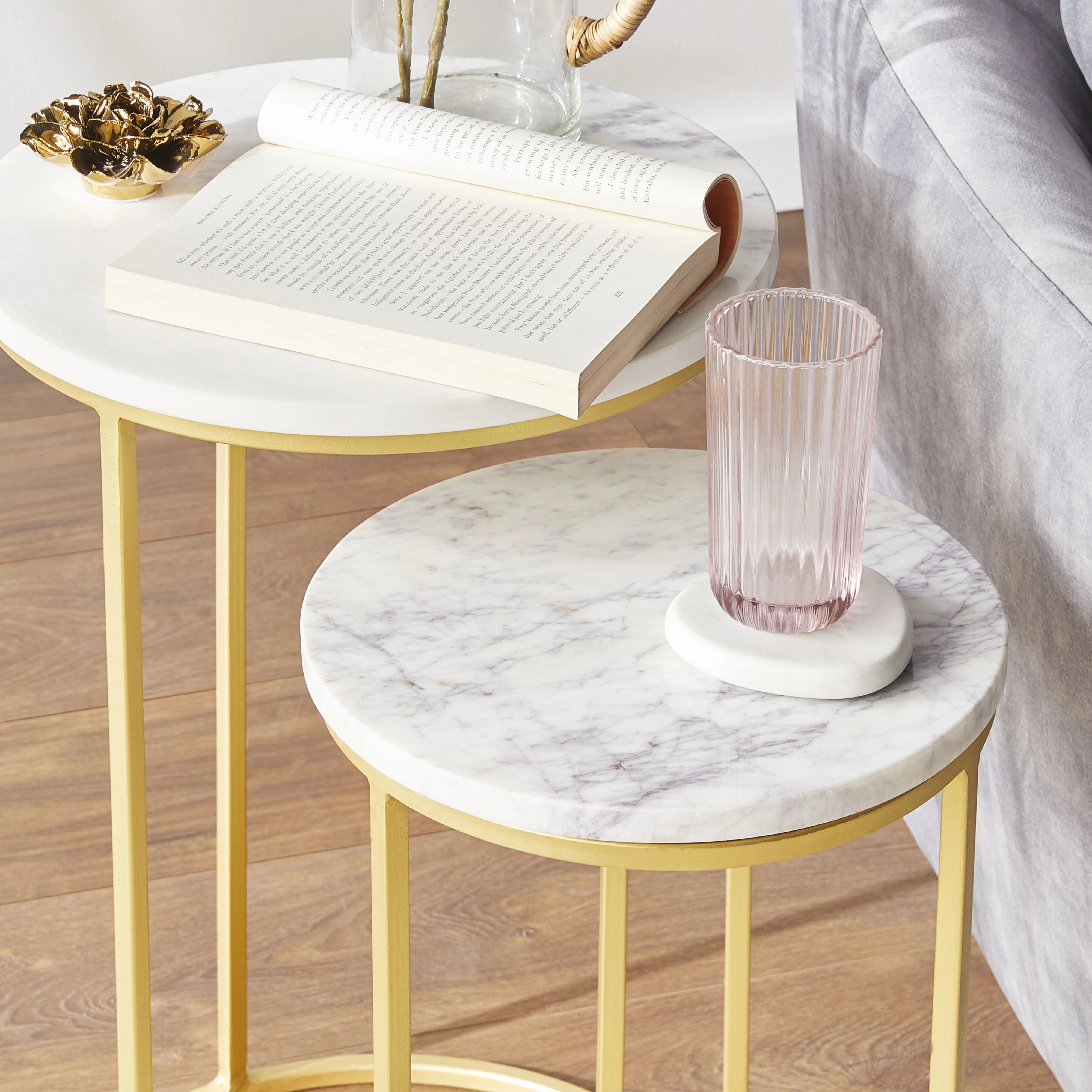 Avoca Marble Top Side Table Set of 2 - Image 5