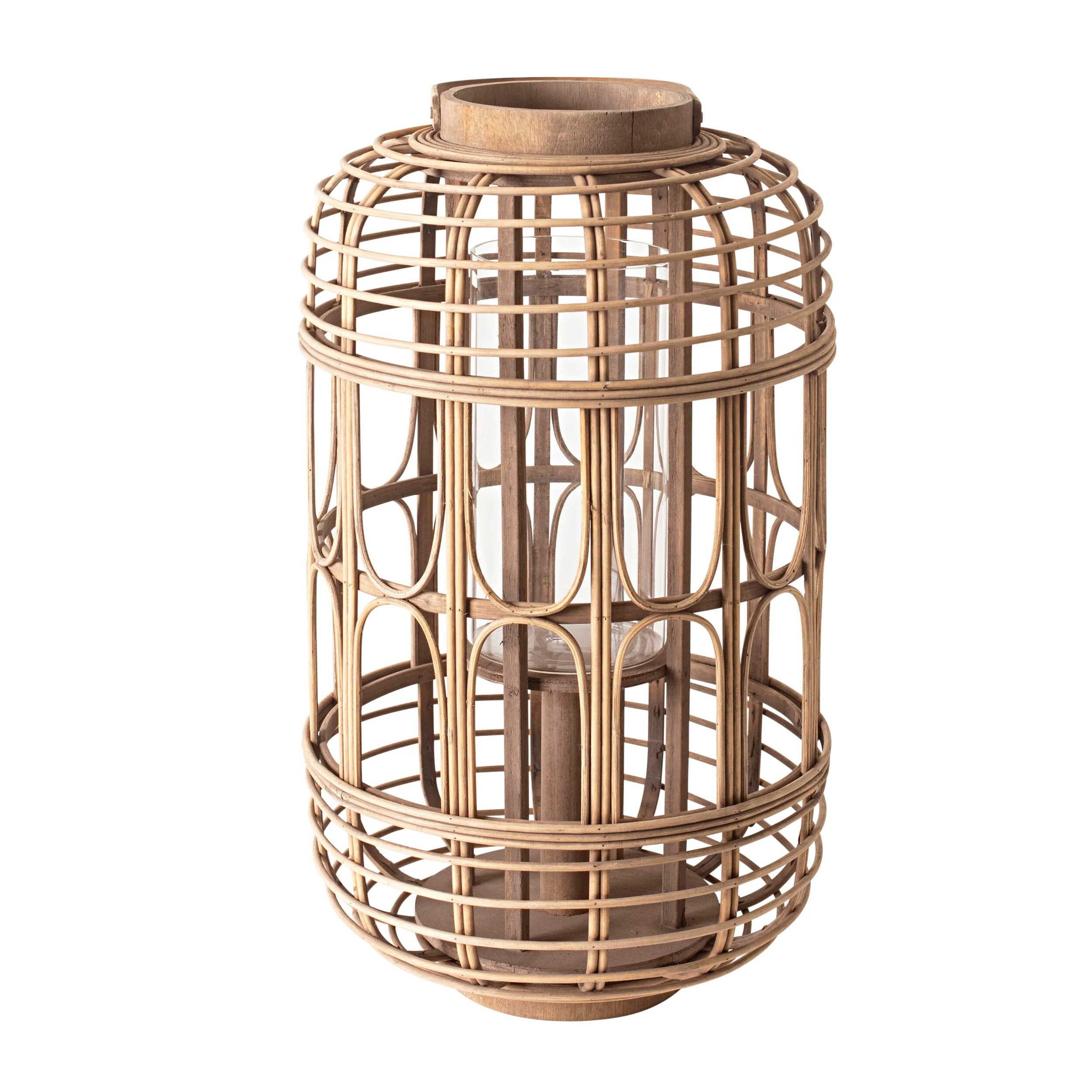 Bamboo Lantern Natural With Glass 45x25x25cm - Image 2