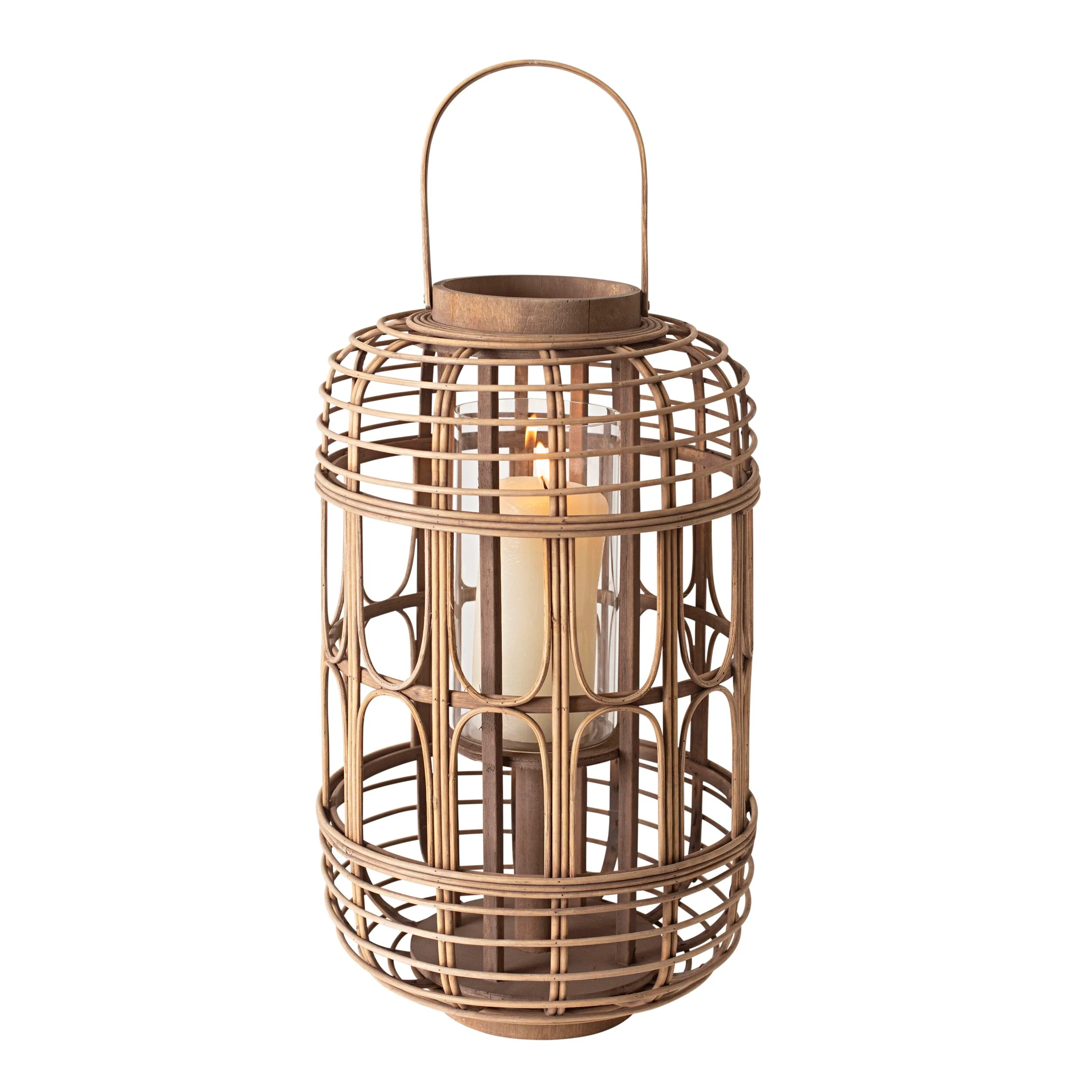 Bamboo Lantern Natural With Glass 45x25x25cm - Image 3