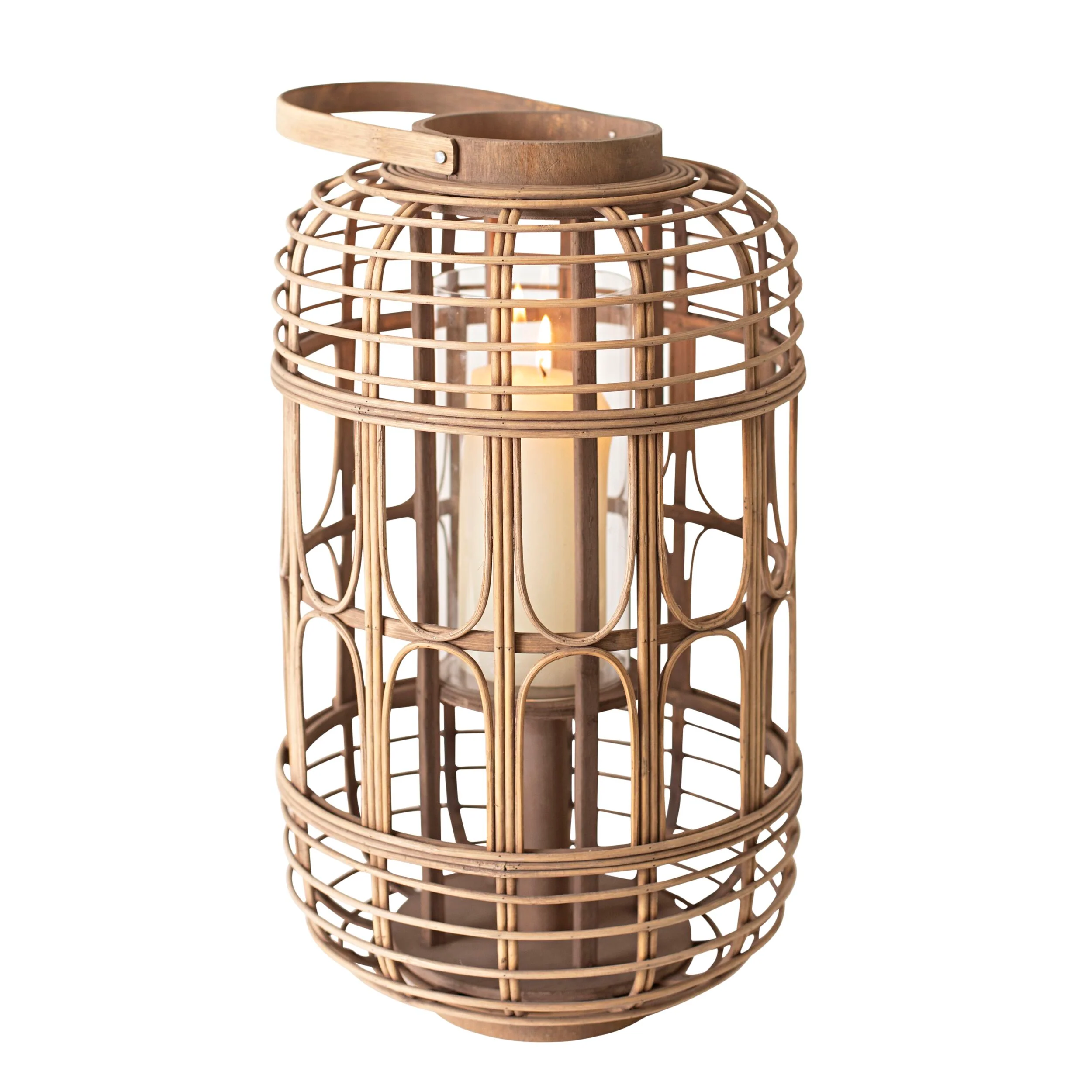 Bamboo Lantern Natural With Glass 45x25x25cm - Image 4