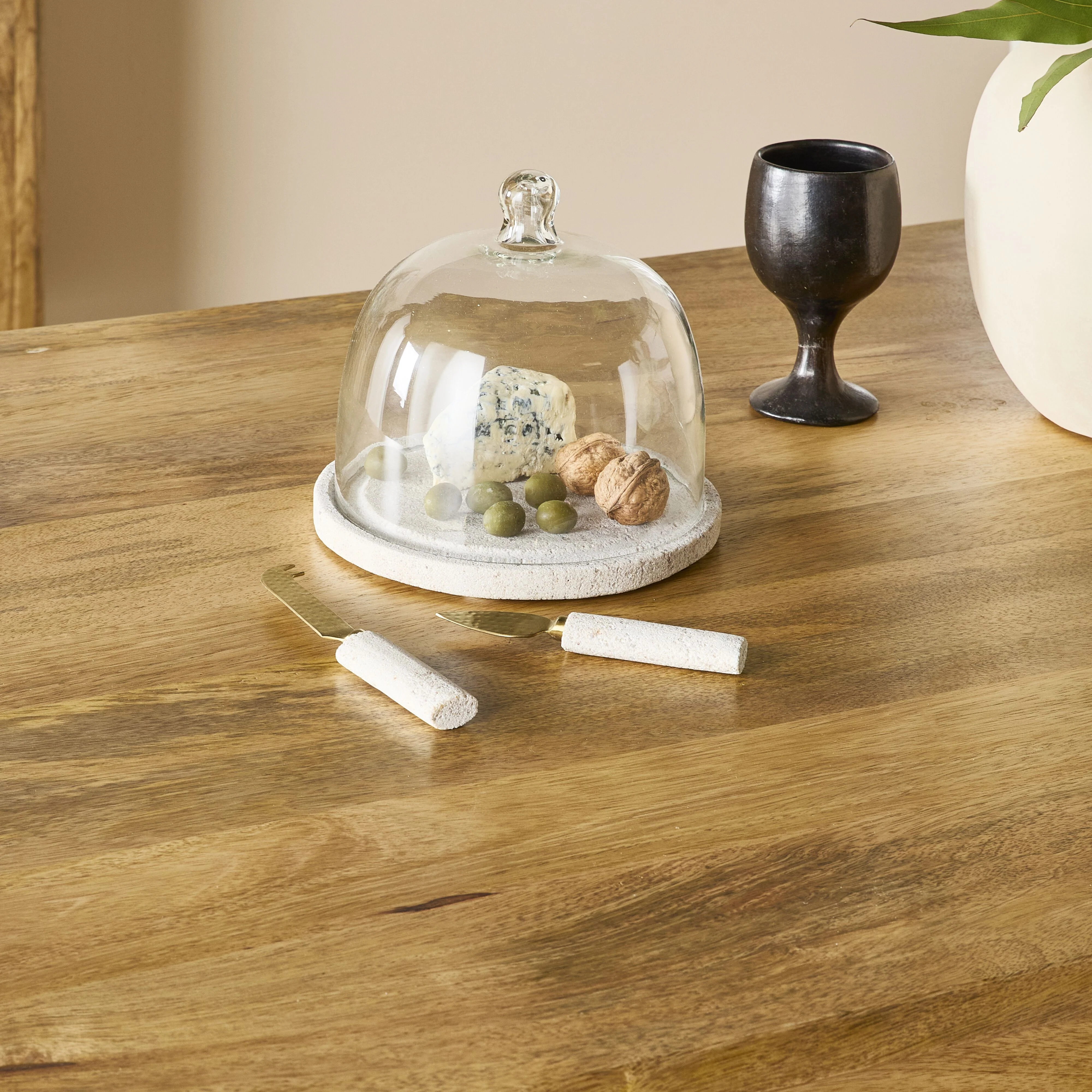 Beige Marble And Glass Cheese Dome - Image 5