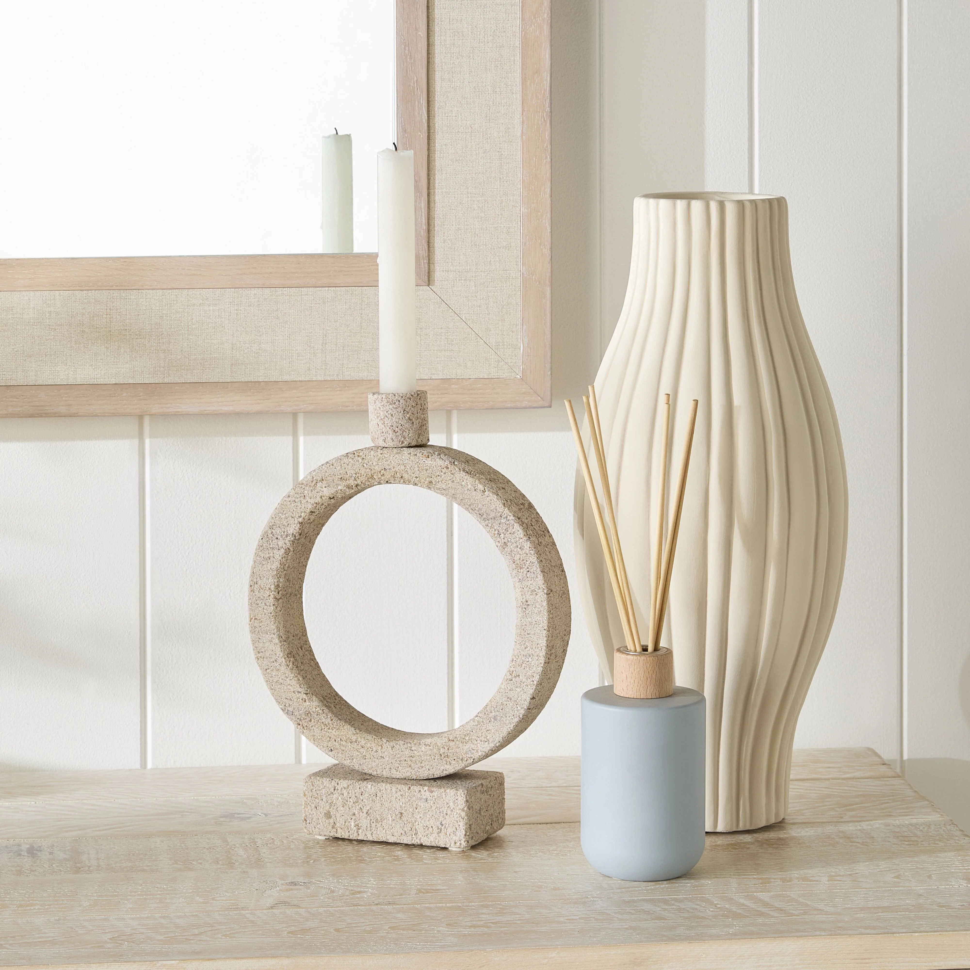 Beige Marble Orb Candle Holder Large - Image 4