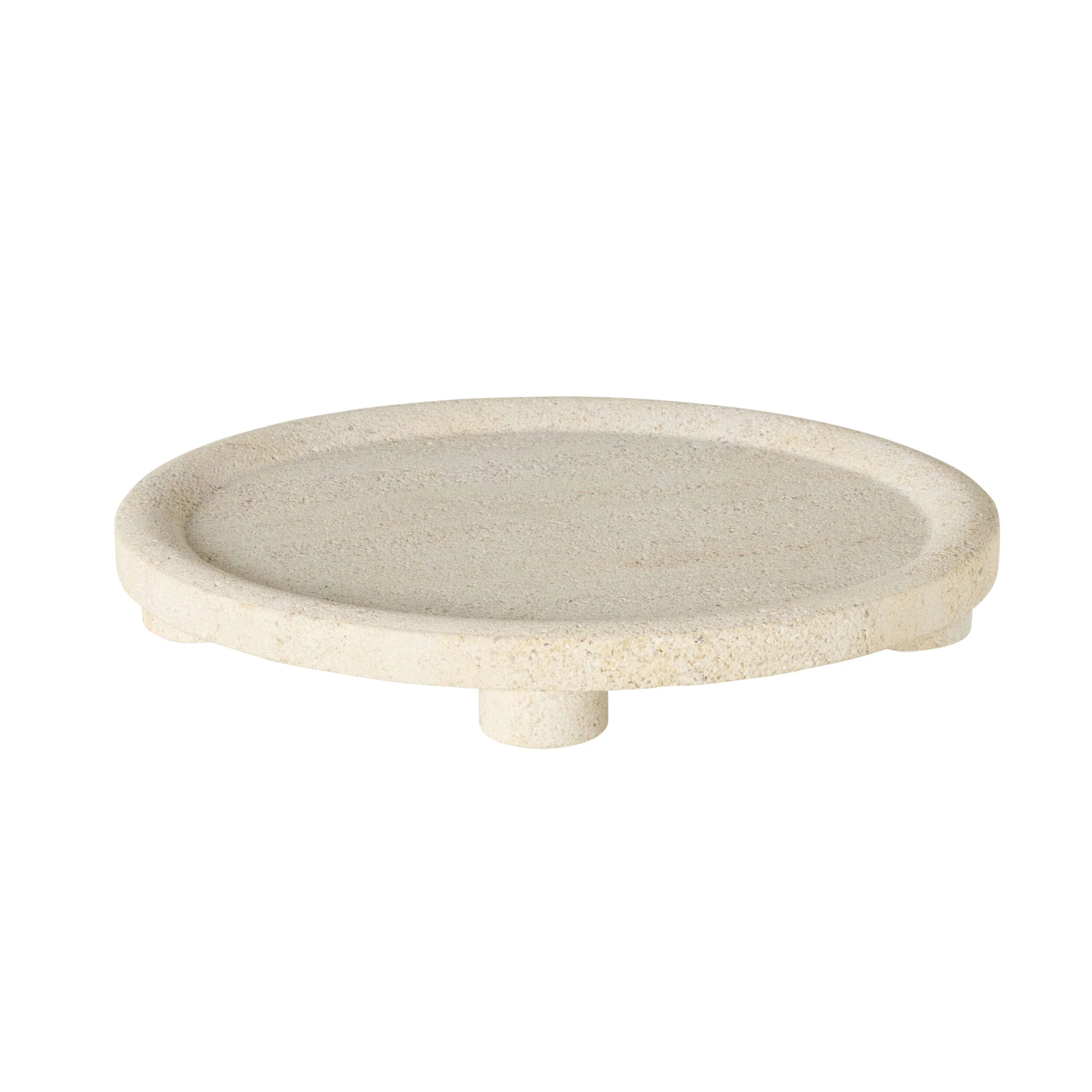 Beige Marble Round Footed Platter - Image 2