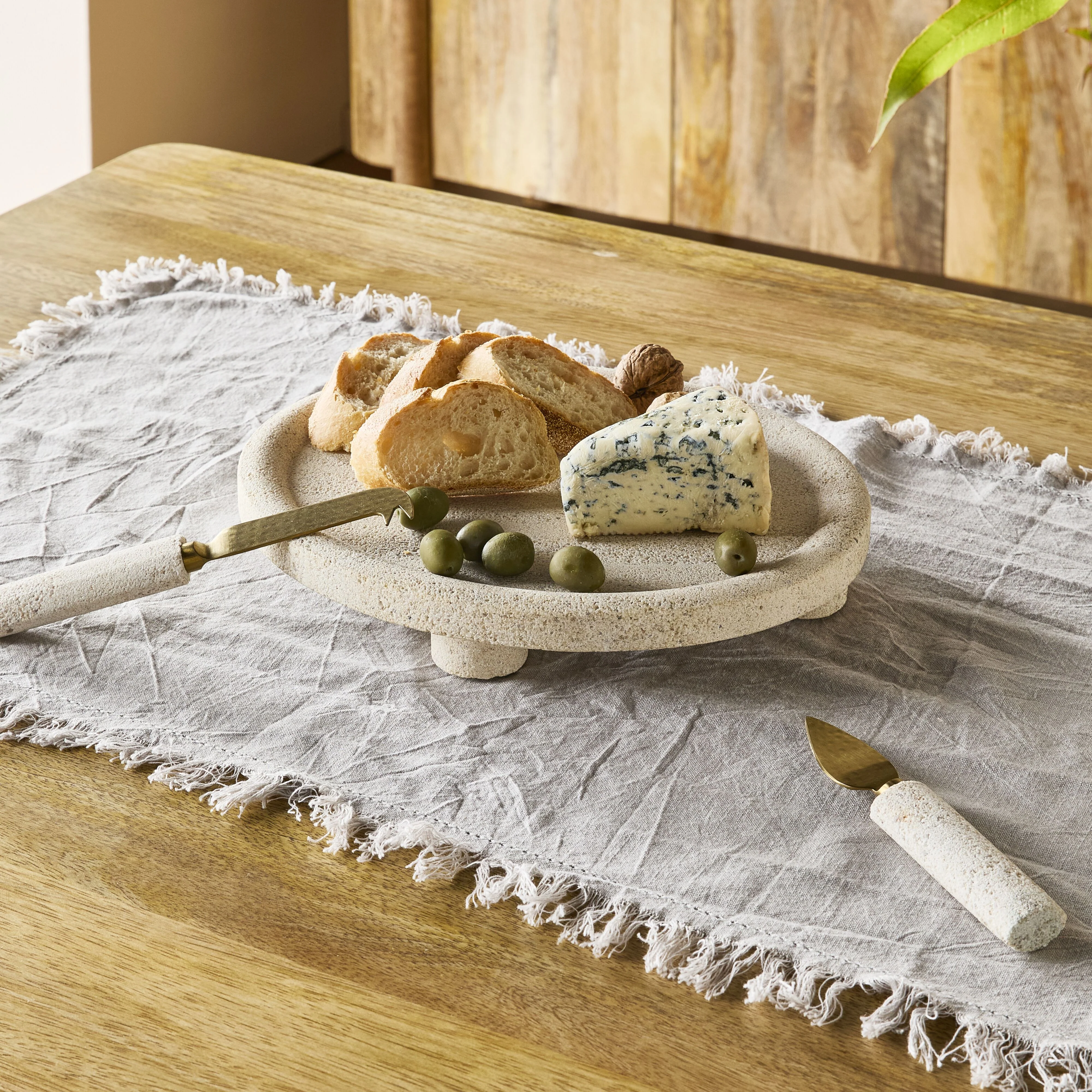 Beige Marble Round Footed Platter - Image 6