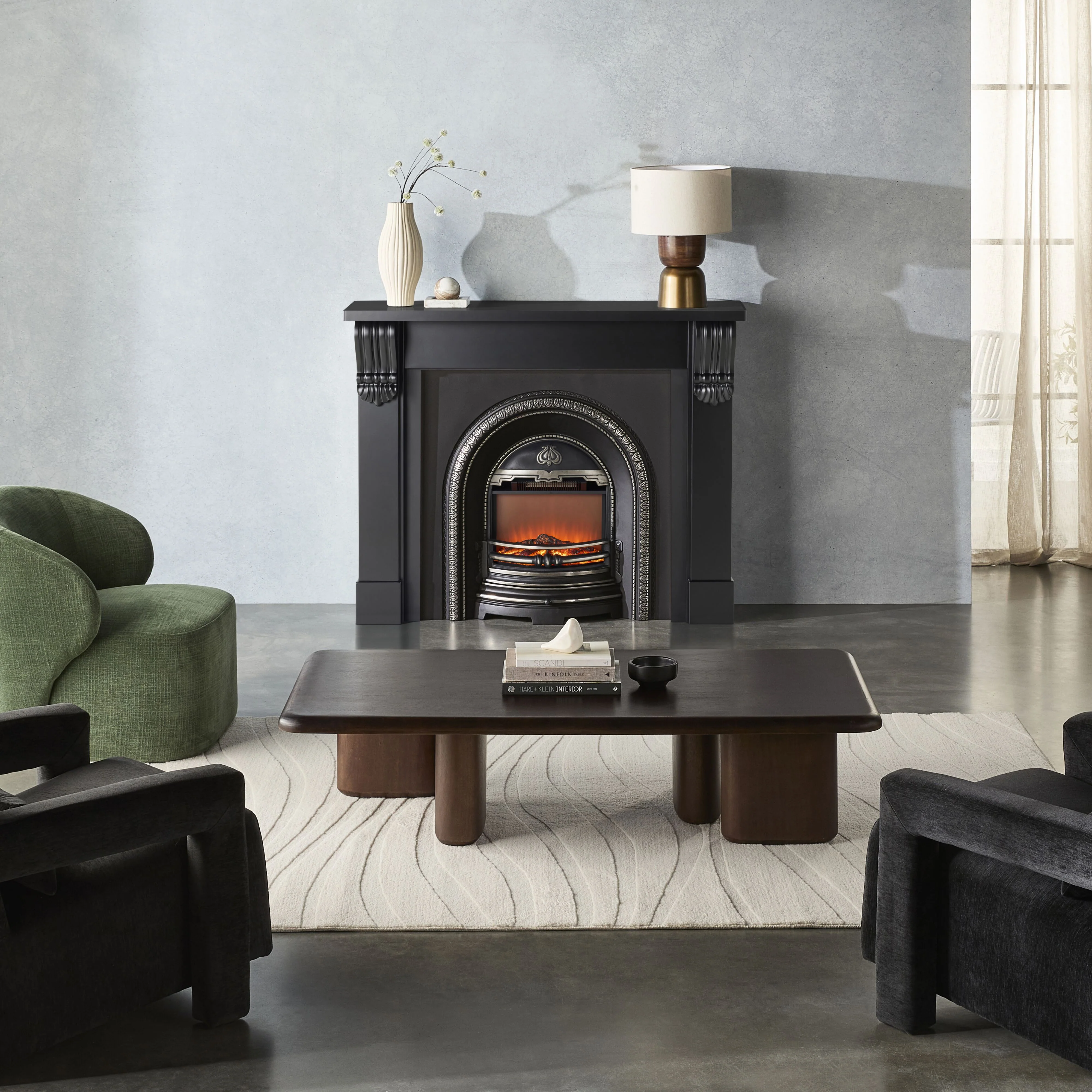 Belford Freestanding Mantel Black 126cm - Image 8