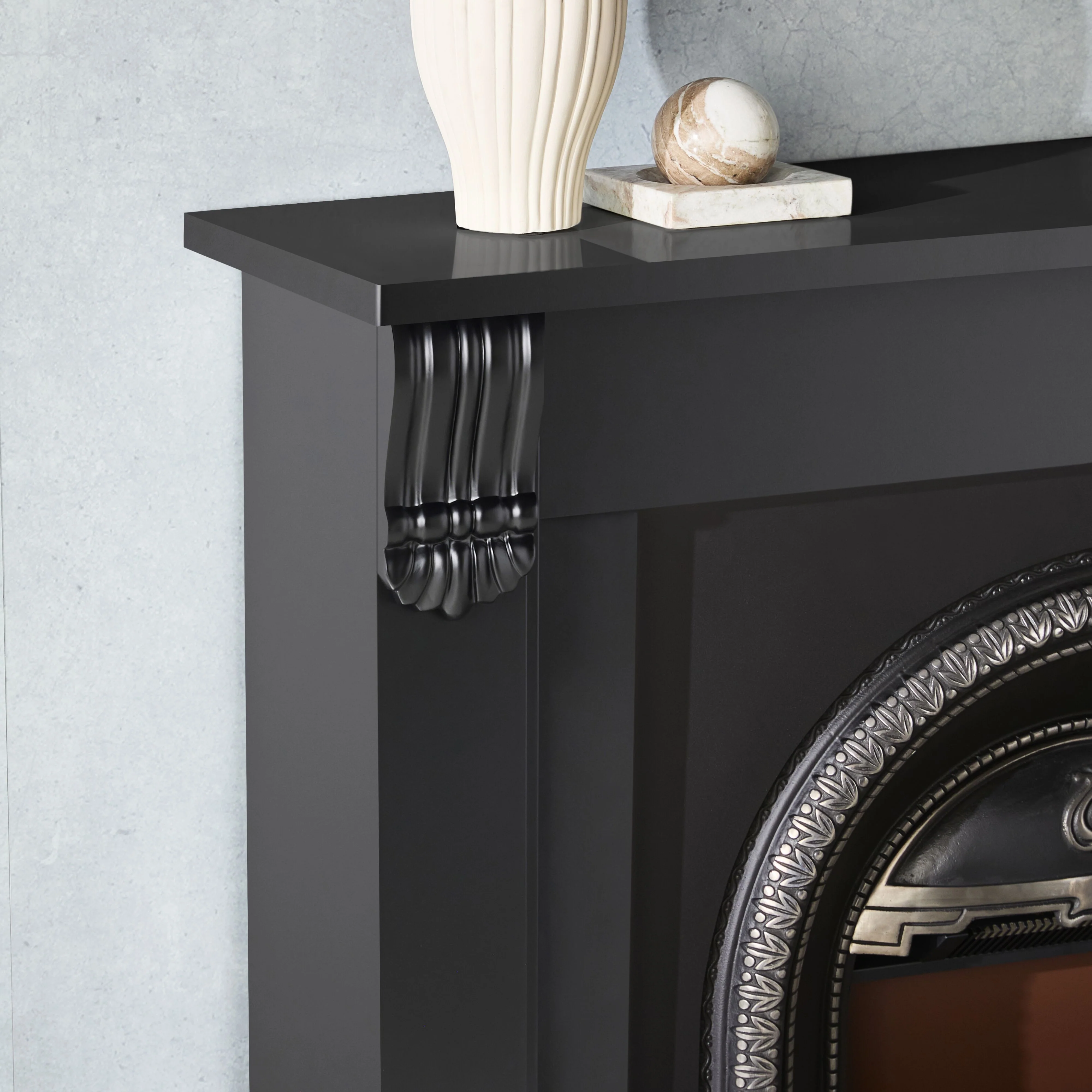 Belford Freestanding Mantel Black 126cm - Image 9