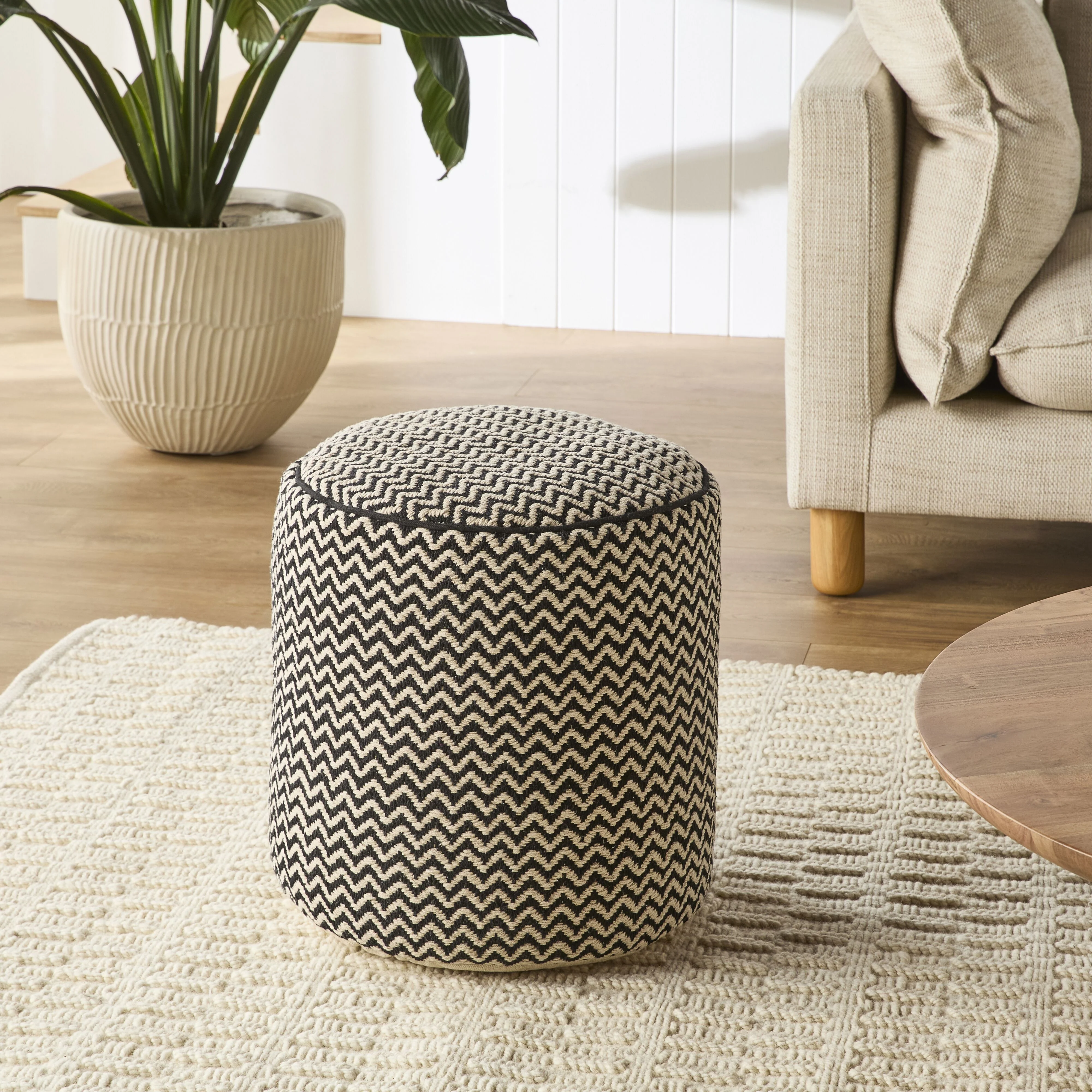 Bellevue Chevron Round Pouf - Image 4